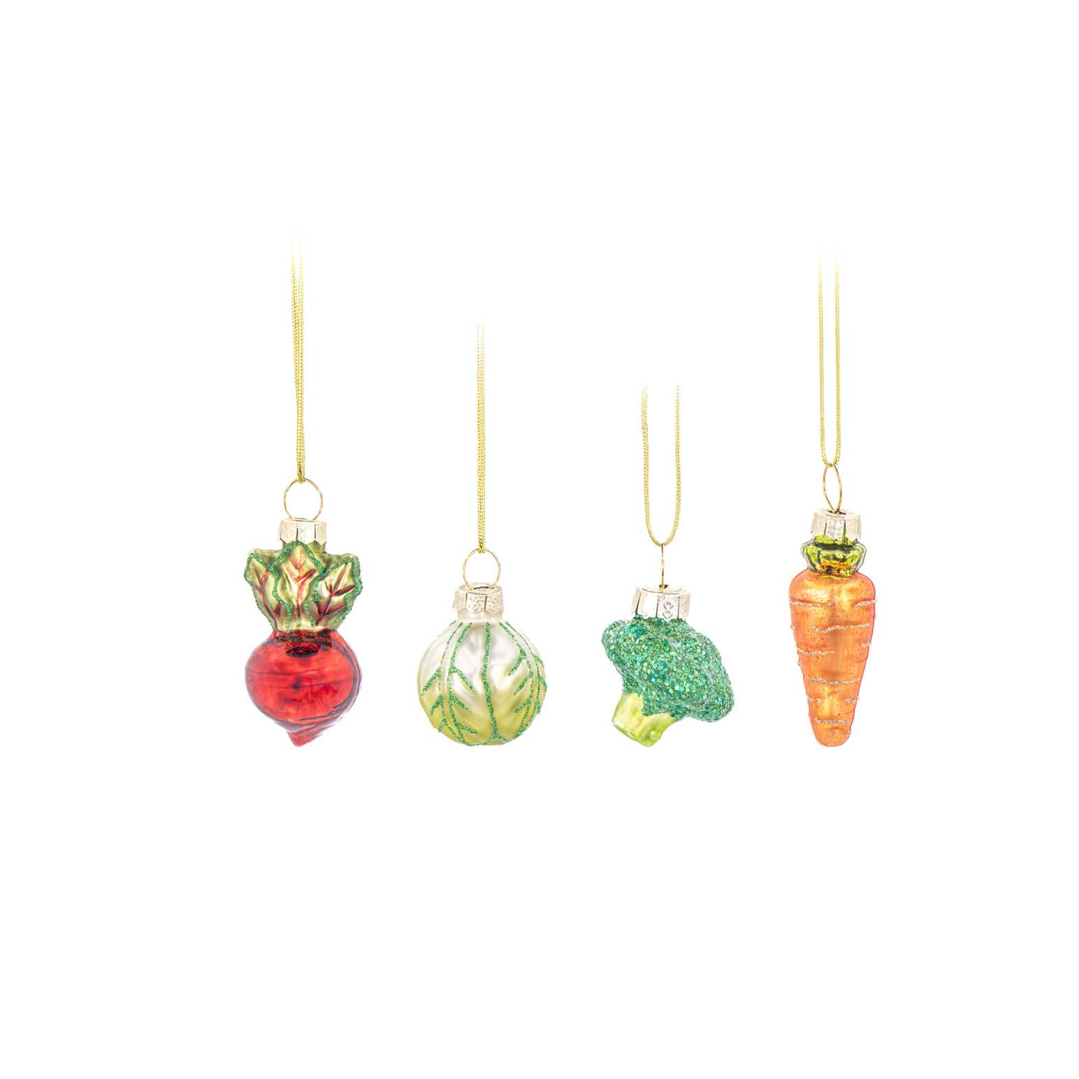 Sass & Belle Mini Glass Vegetable Hanging Decorations Set Of 4