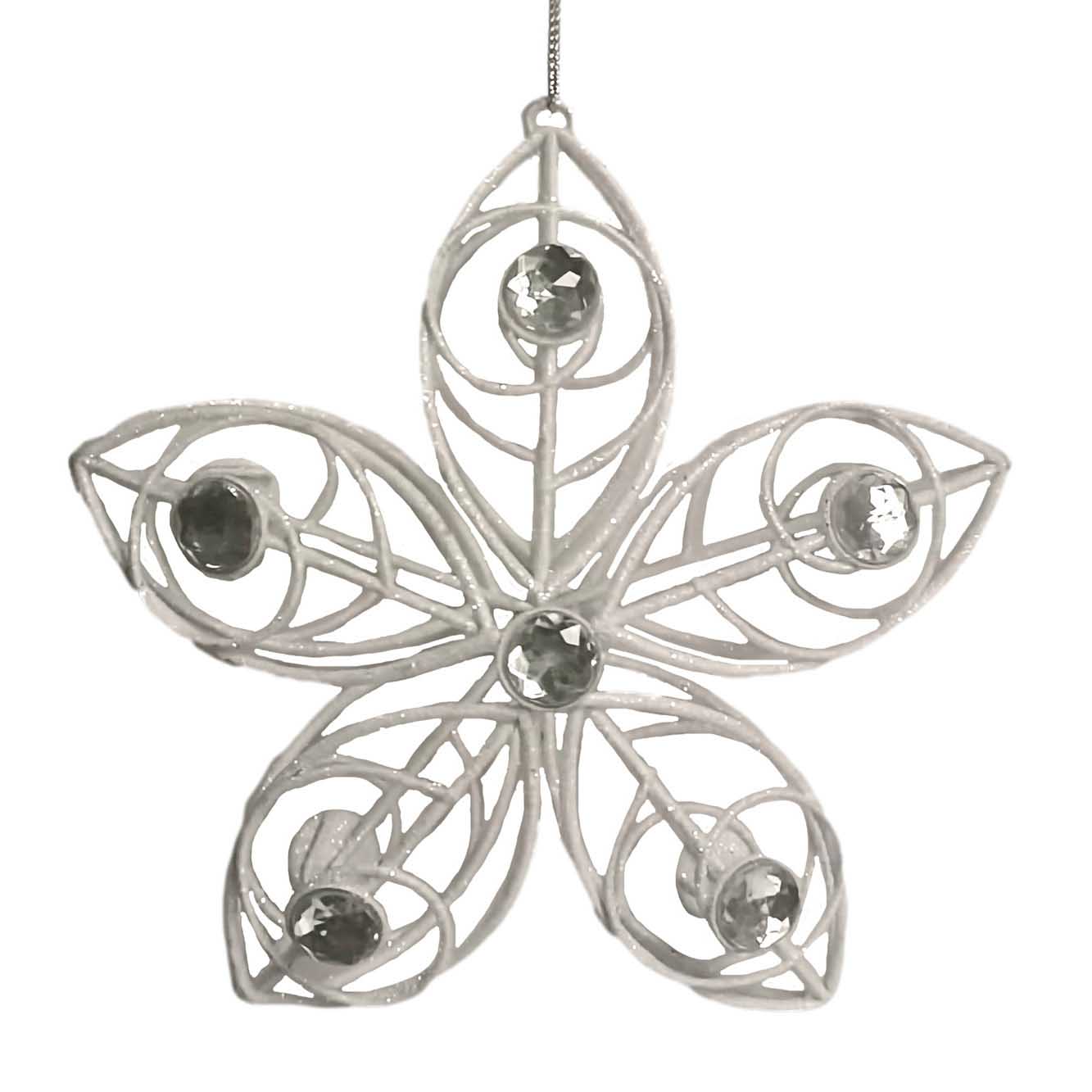 Metal White/Silver Snowflake Ornament 5 Inch