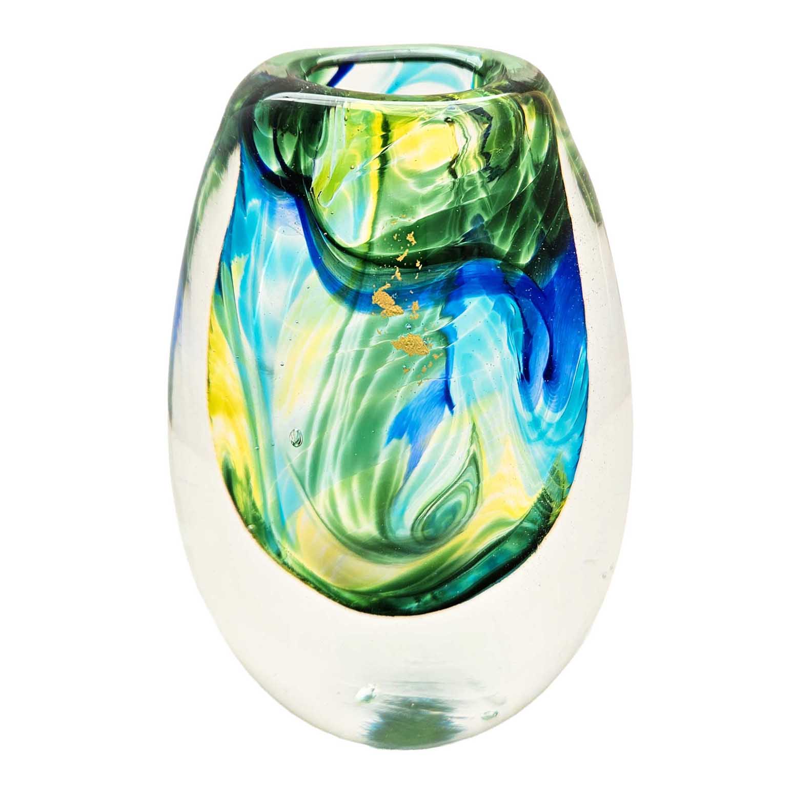Venus Hot Glass Sommerso Vase With Gold Leaf - 110mmH x 90mmW