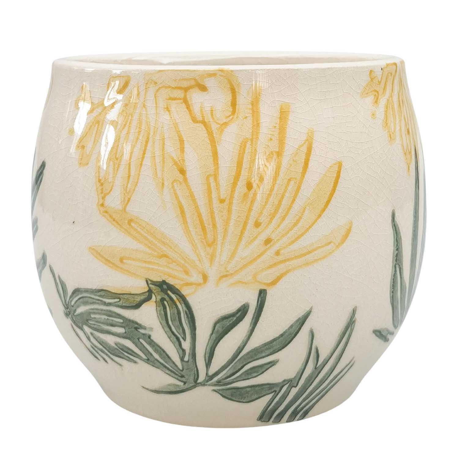 Urban Products Pilbra Round Planter Yellow & Beige 15cm