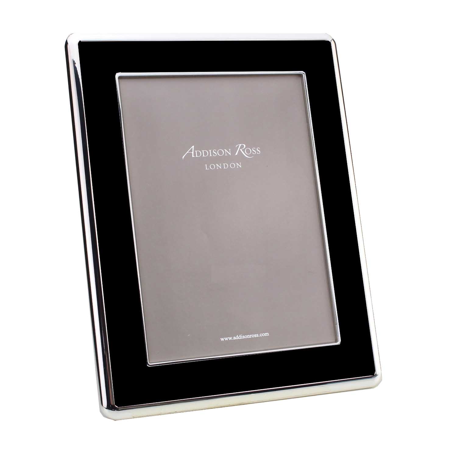 Addison Ross 4x6 Enamel & Silver Photo Frame 30mm - Silver & Black