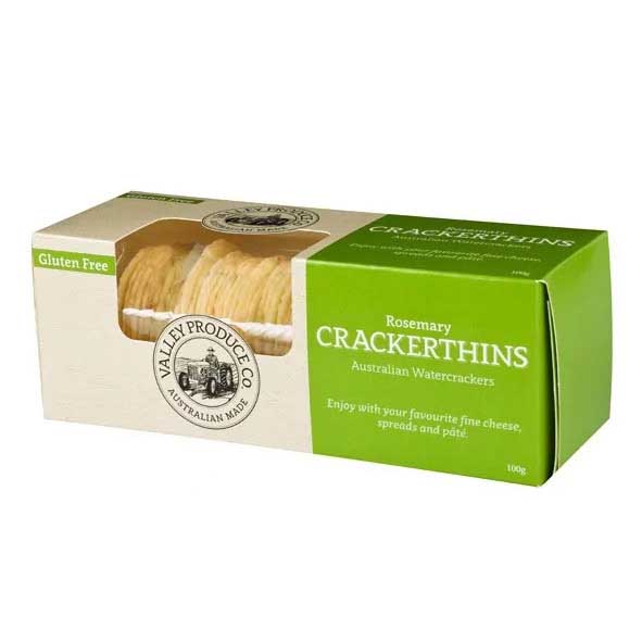 Valley Produce Co. Crackerthins Gluten Free Rosemary 100g
