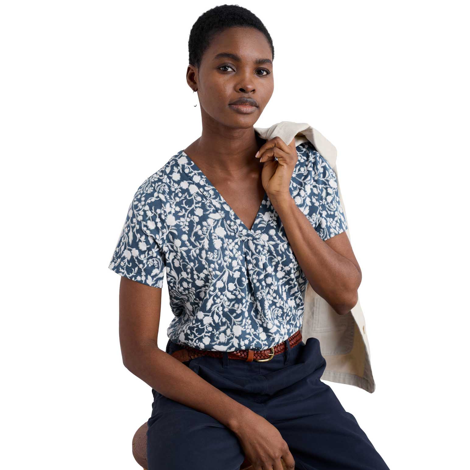 Seasalt Cornwall Barnoon Top Shadow Blossom Night