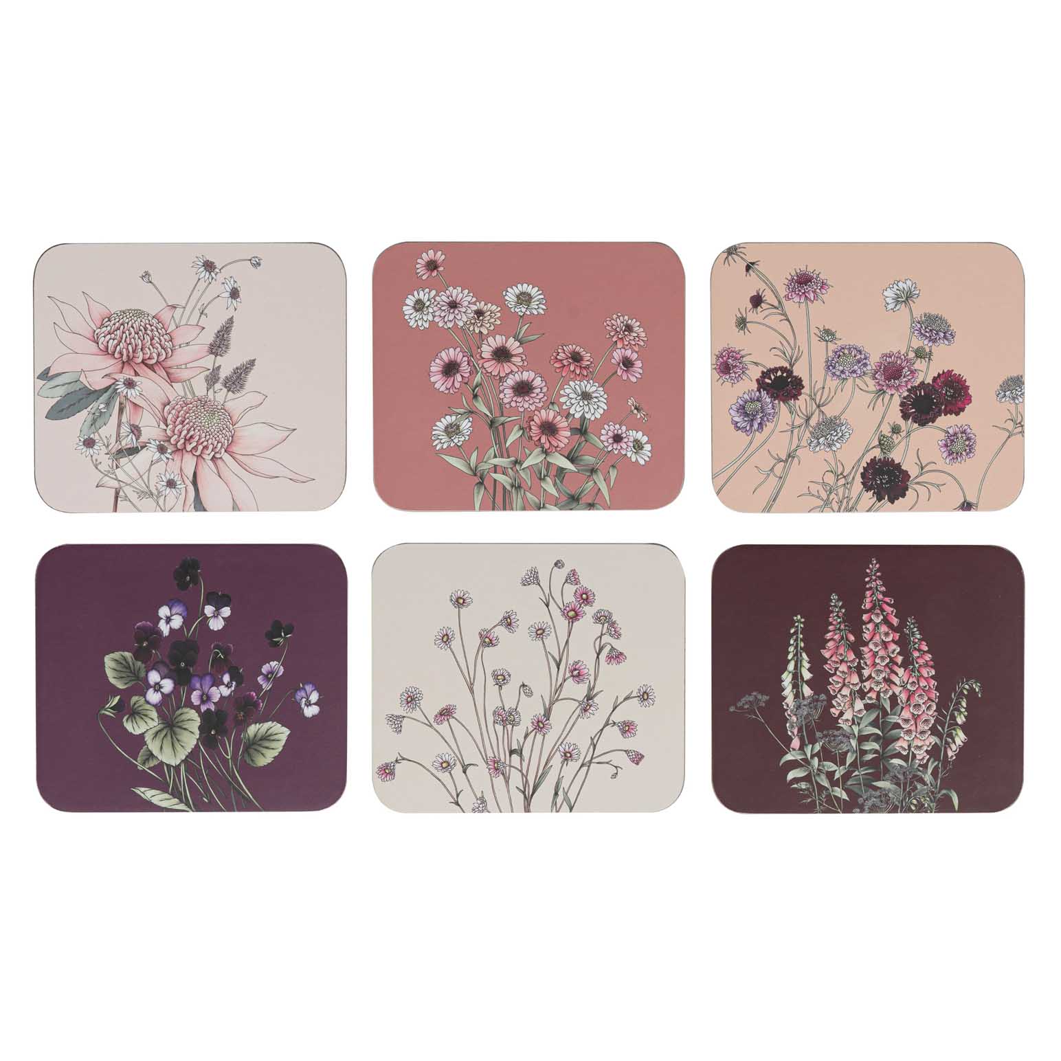 Ashdene Secret Garden Pink Coasters - 6 Pack