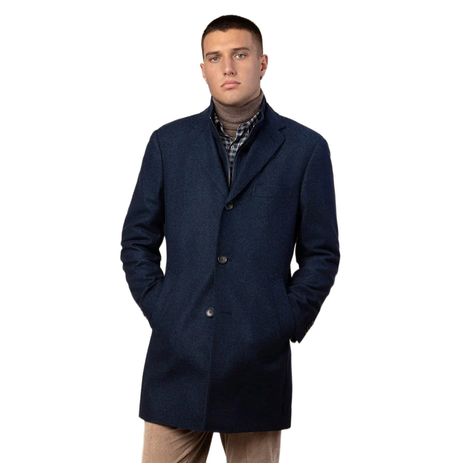 Rembrandt Compton Navy Herringbone Overcoat