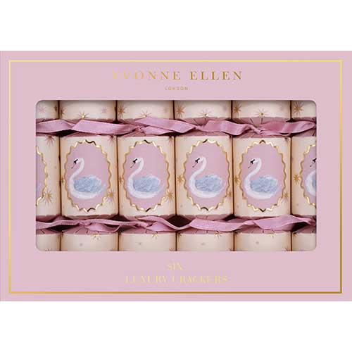 The Paperie Yvonne Ellen Mini Crackers Pink Swan Set of 6
