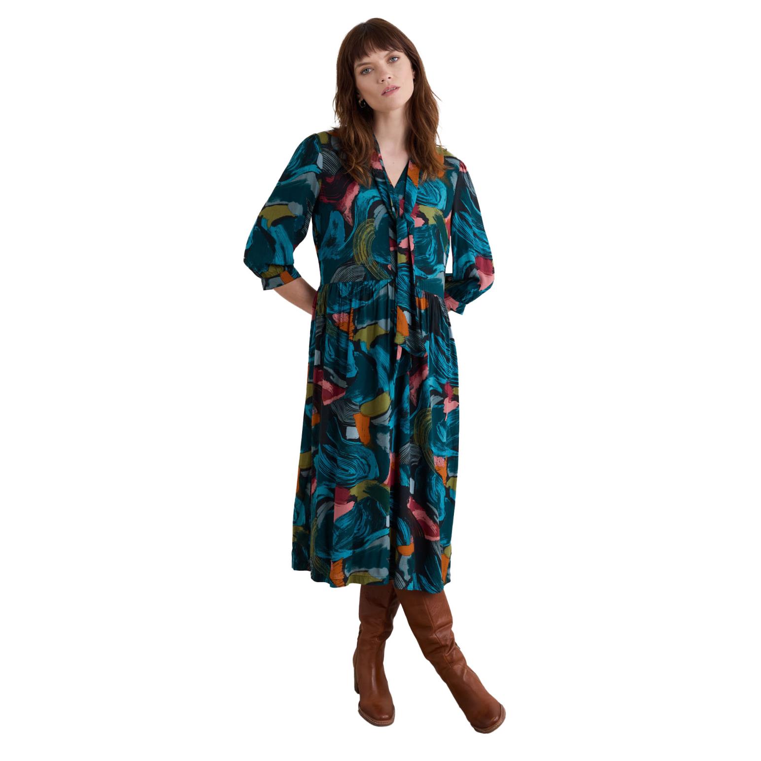 Seasalt Cornwall Harbour Cove Dress Lelant Abstract Mix
