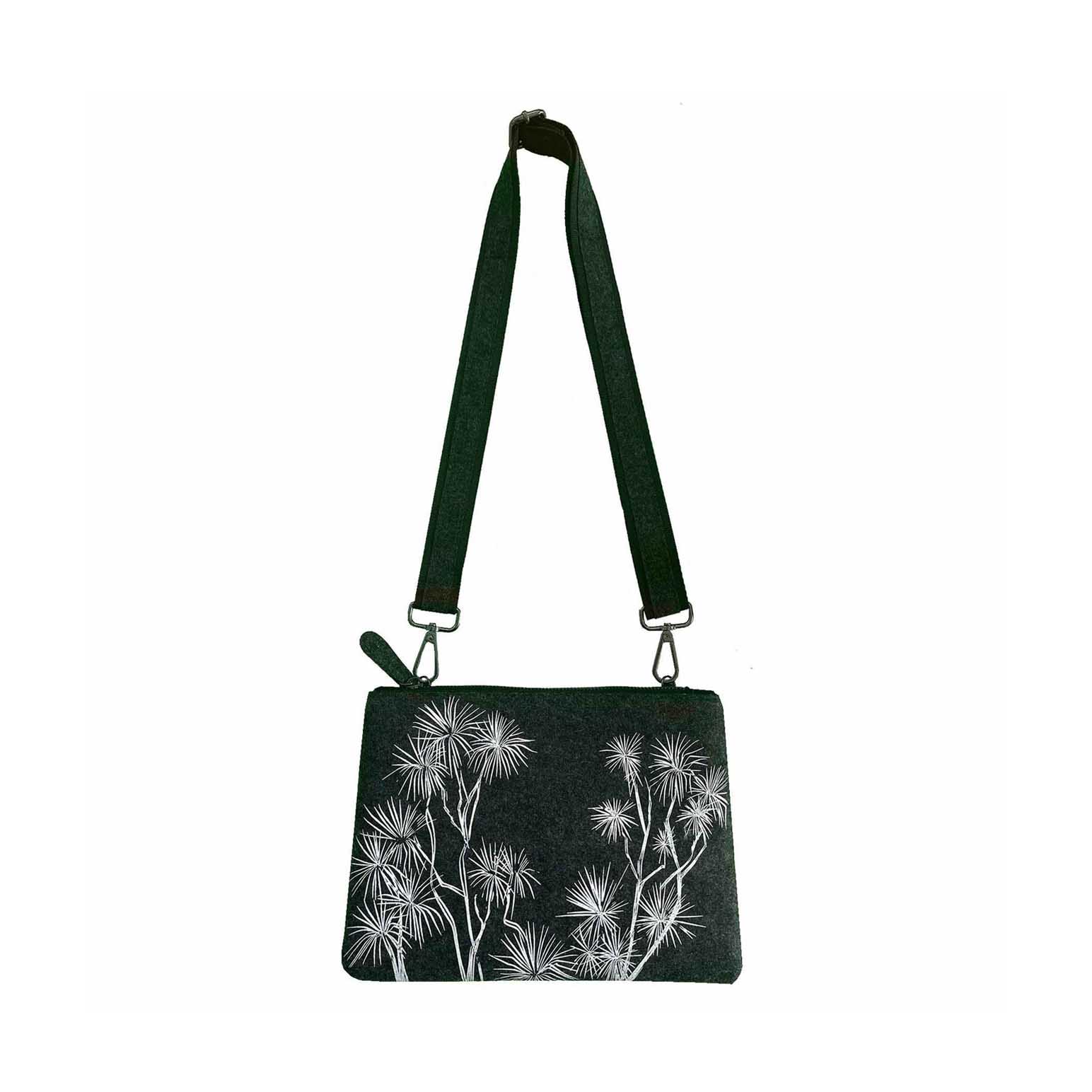 Jo Luping Ti Kouka White On Grey Ecofelt Cross Body Bag