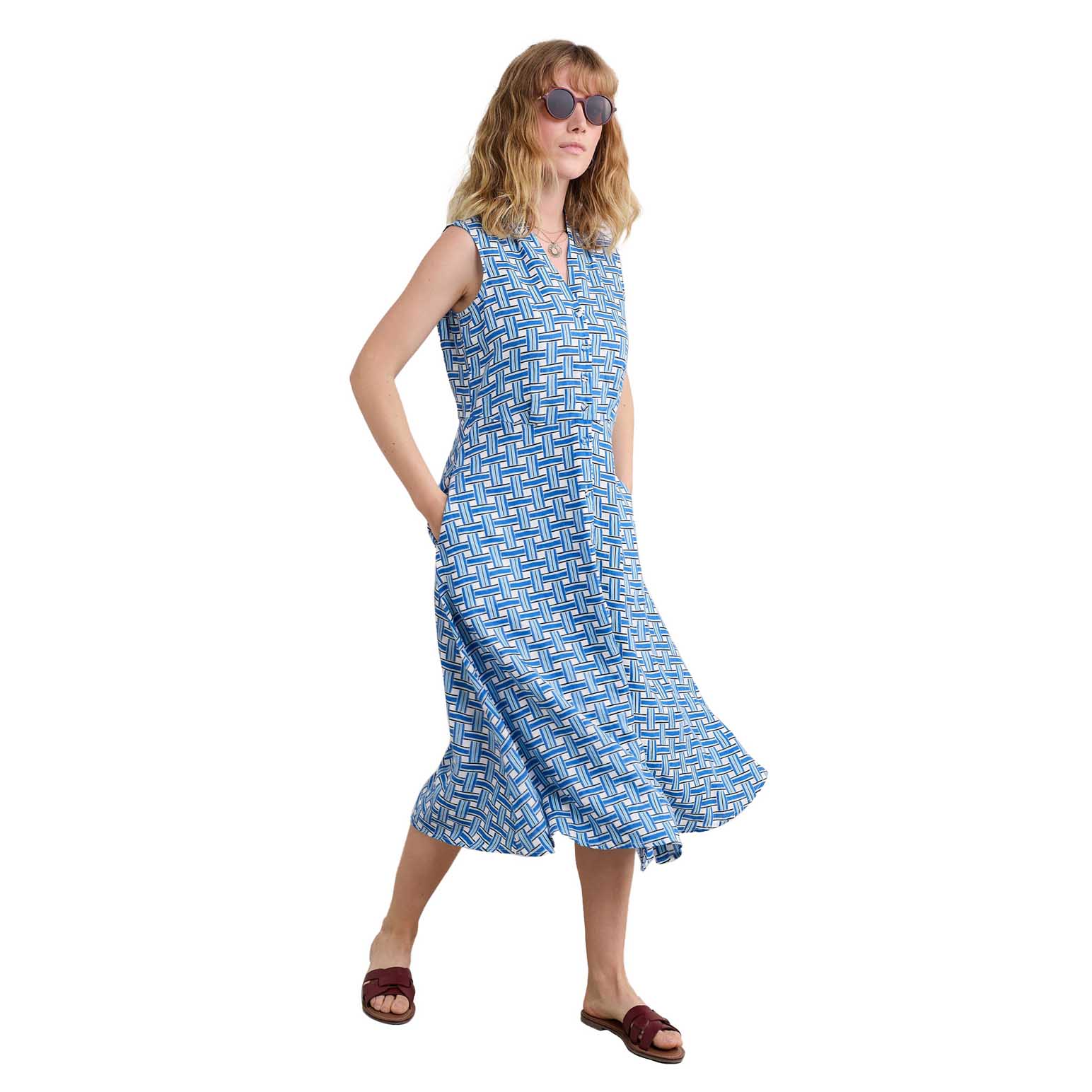 Seasalt Cornwall Sleeveless Carved Wood Dress Deck Weave Cargo