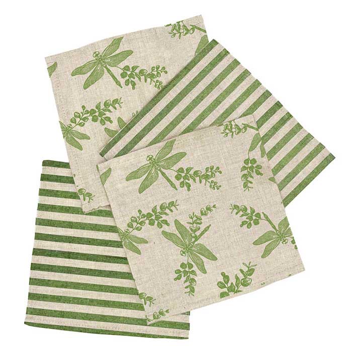 Selbrae House 4 Linen Cocktail Napkins - Dragonfly
