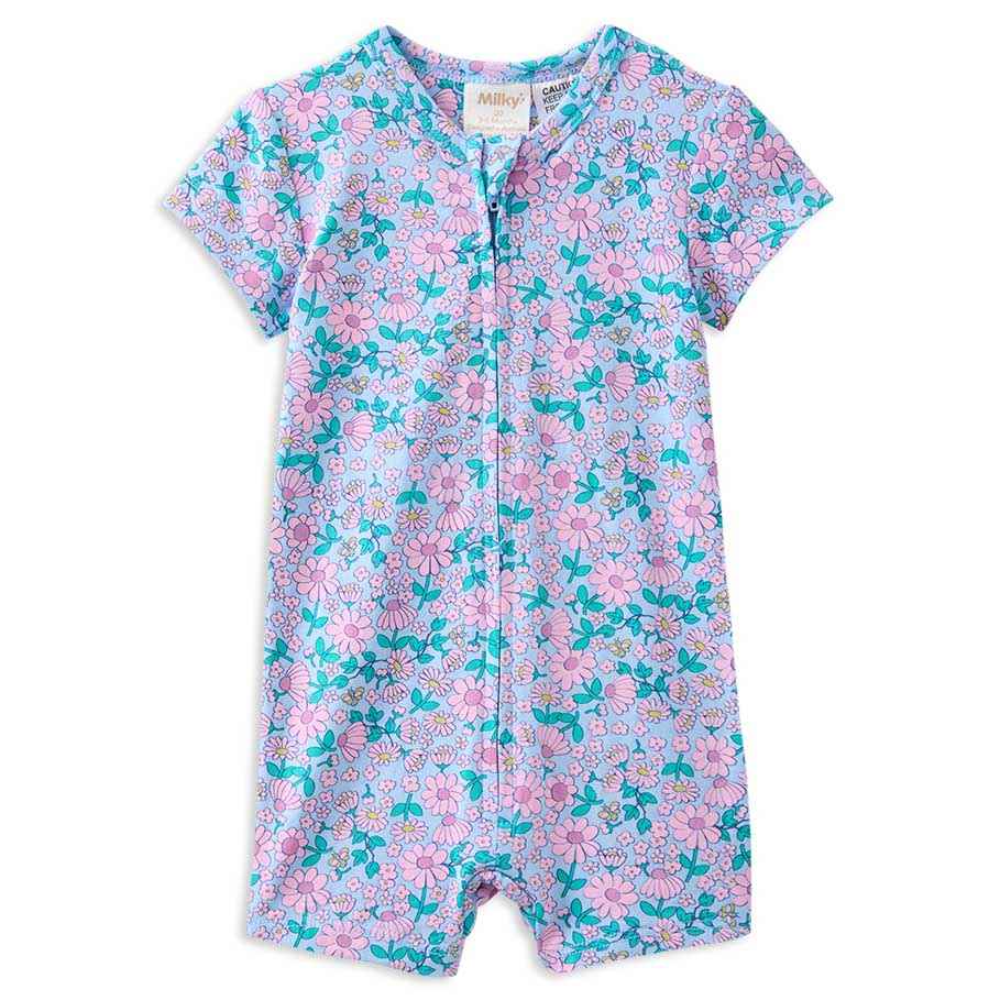 Milky Daisy Fields Zip Romper