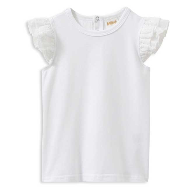 Milky White Broderie Frill Tee