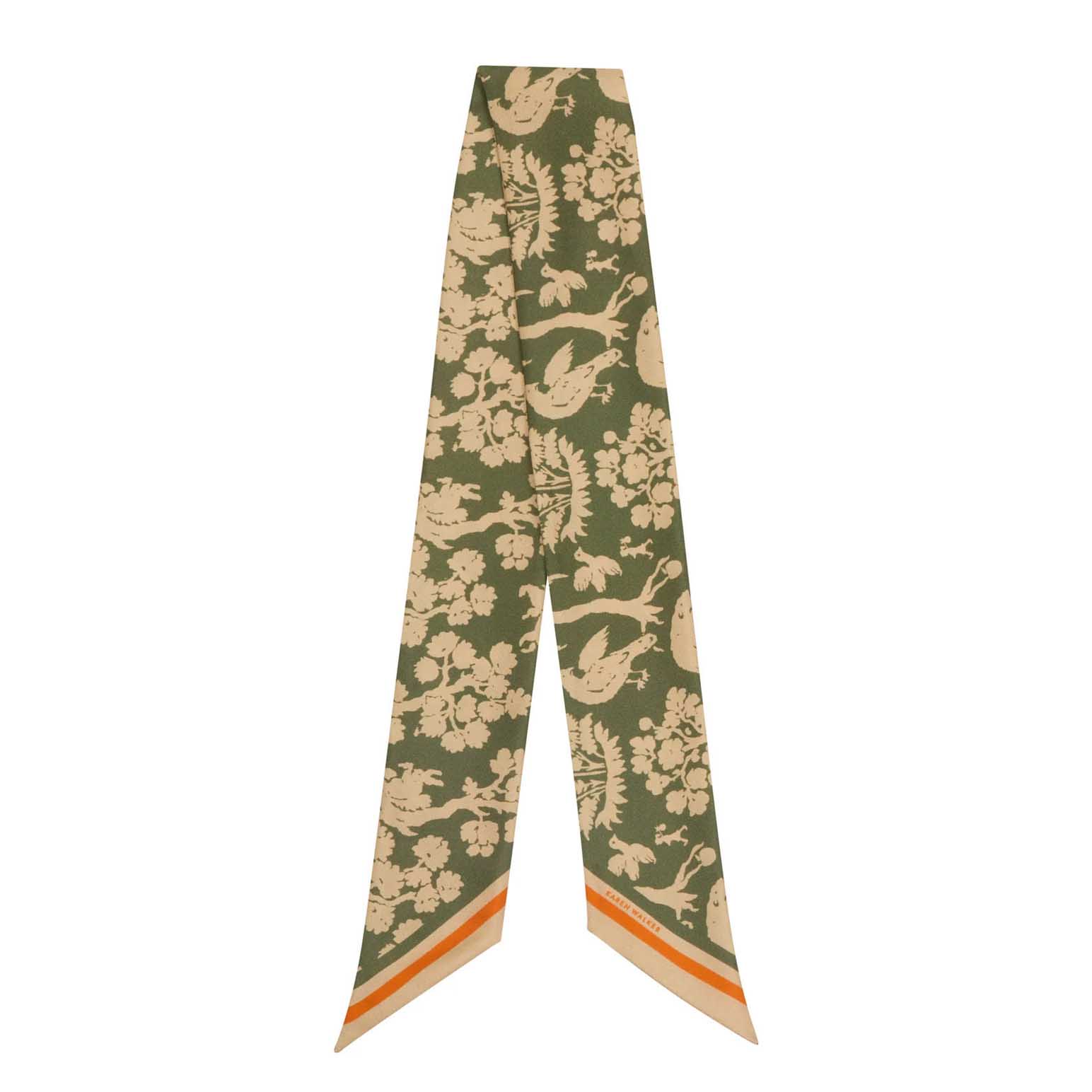 Karen Walker Animal Kingdom Silk Twilly Olive