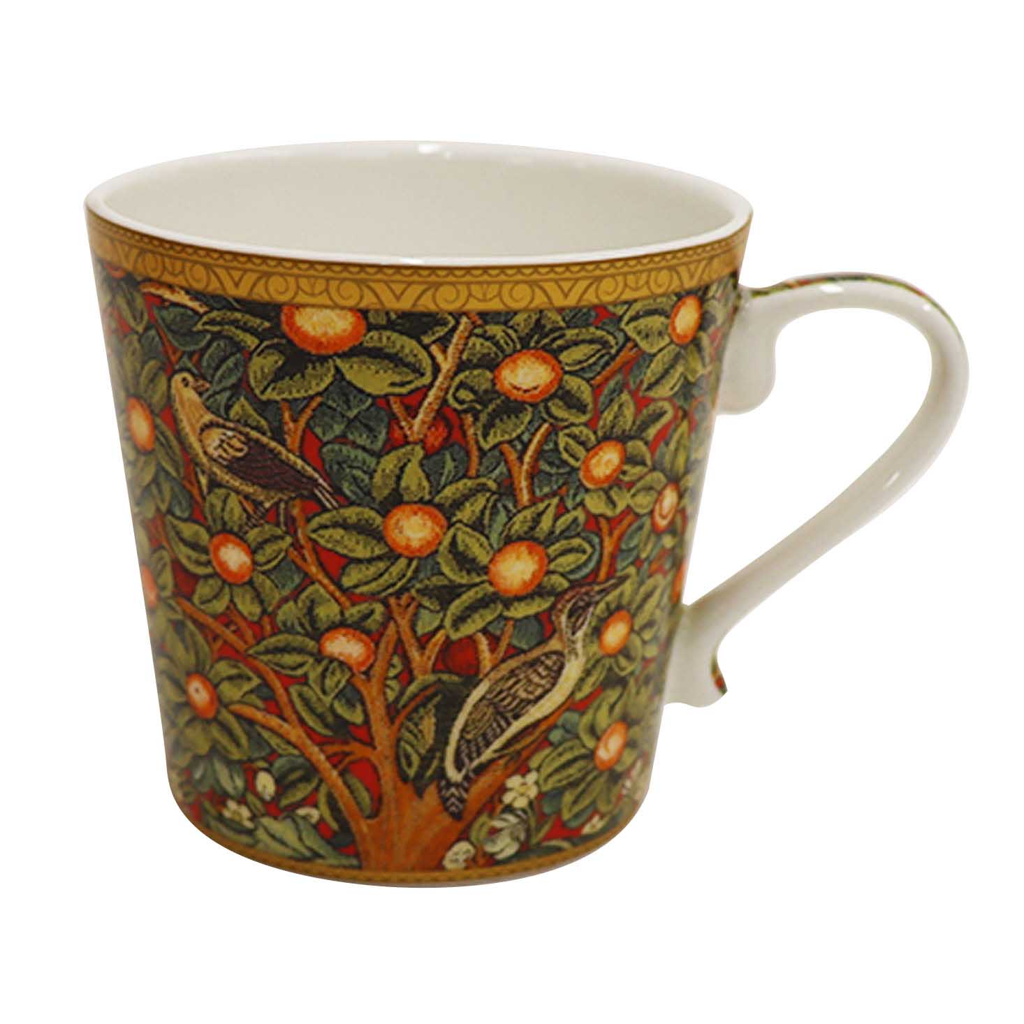 Dyme Bone China Conical Mug Single In Gift Box - Orange Fields Red
