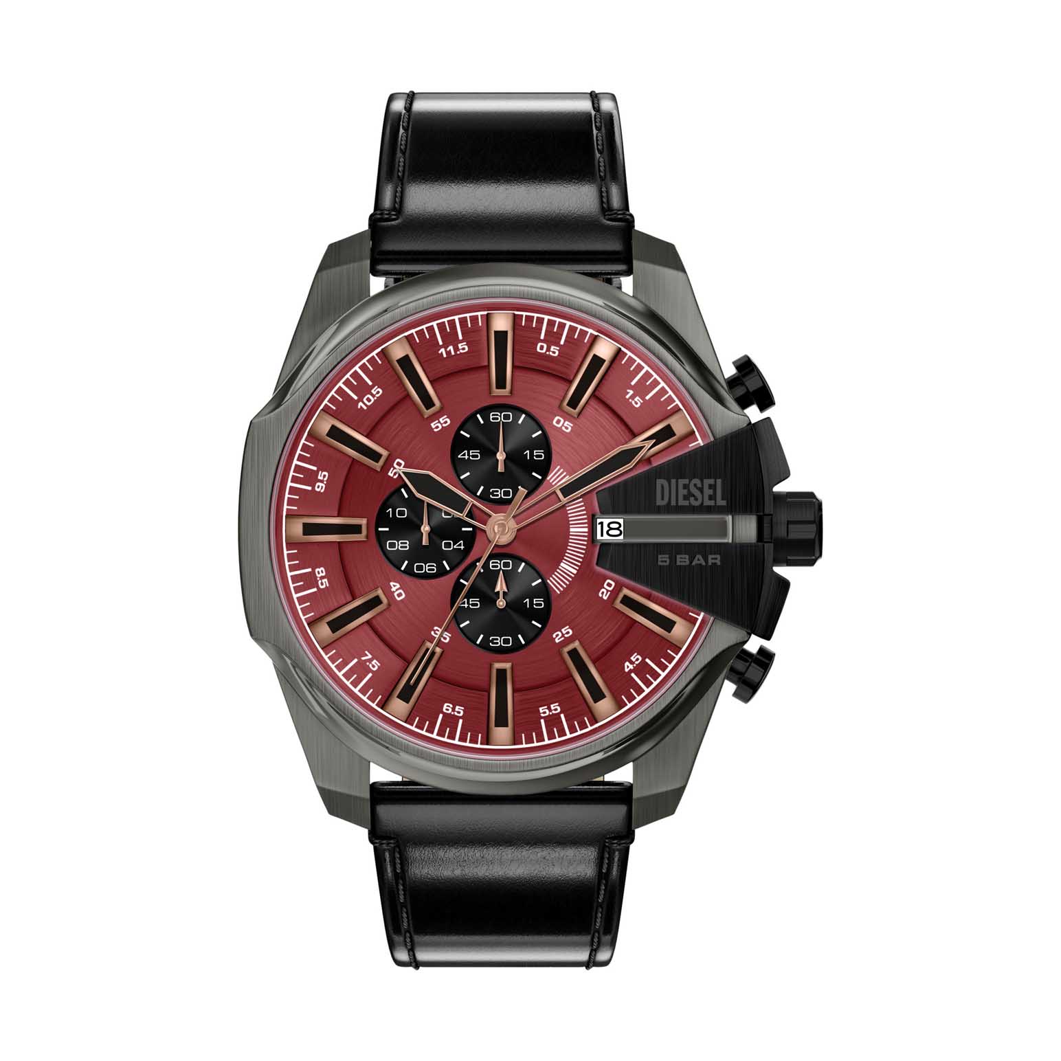 Diesel Mega Chief Slim Chronograph Black Leather Watch