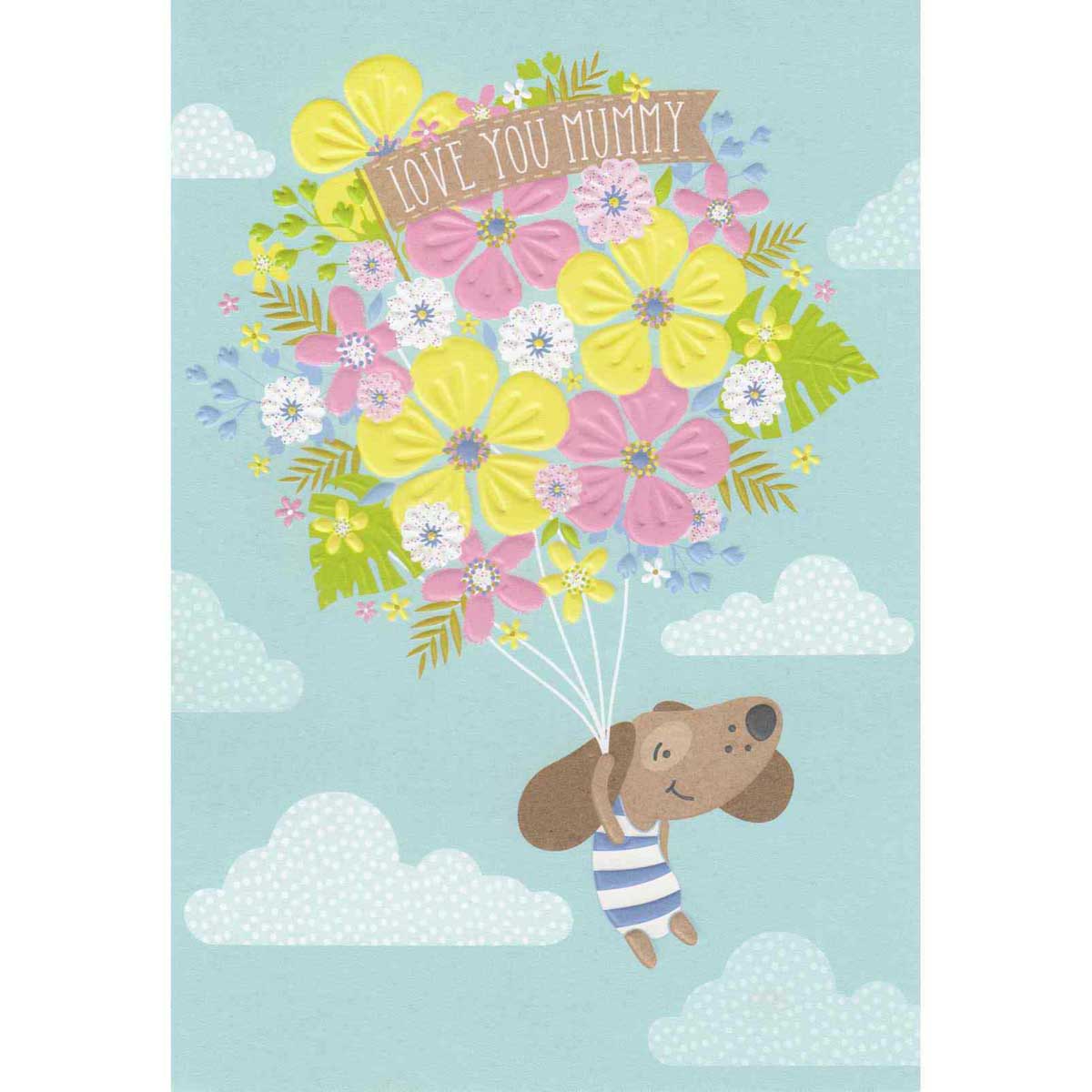 Image Gallery Mummy Blue Flower Balloons Mother's Day Card