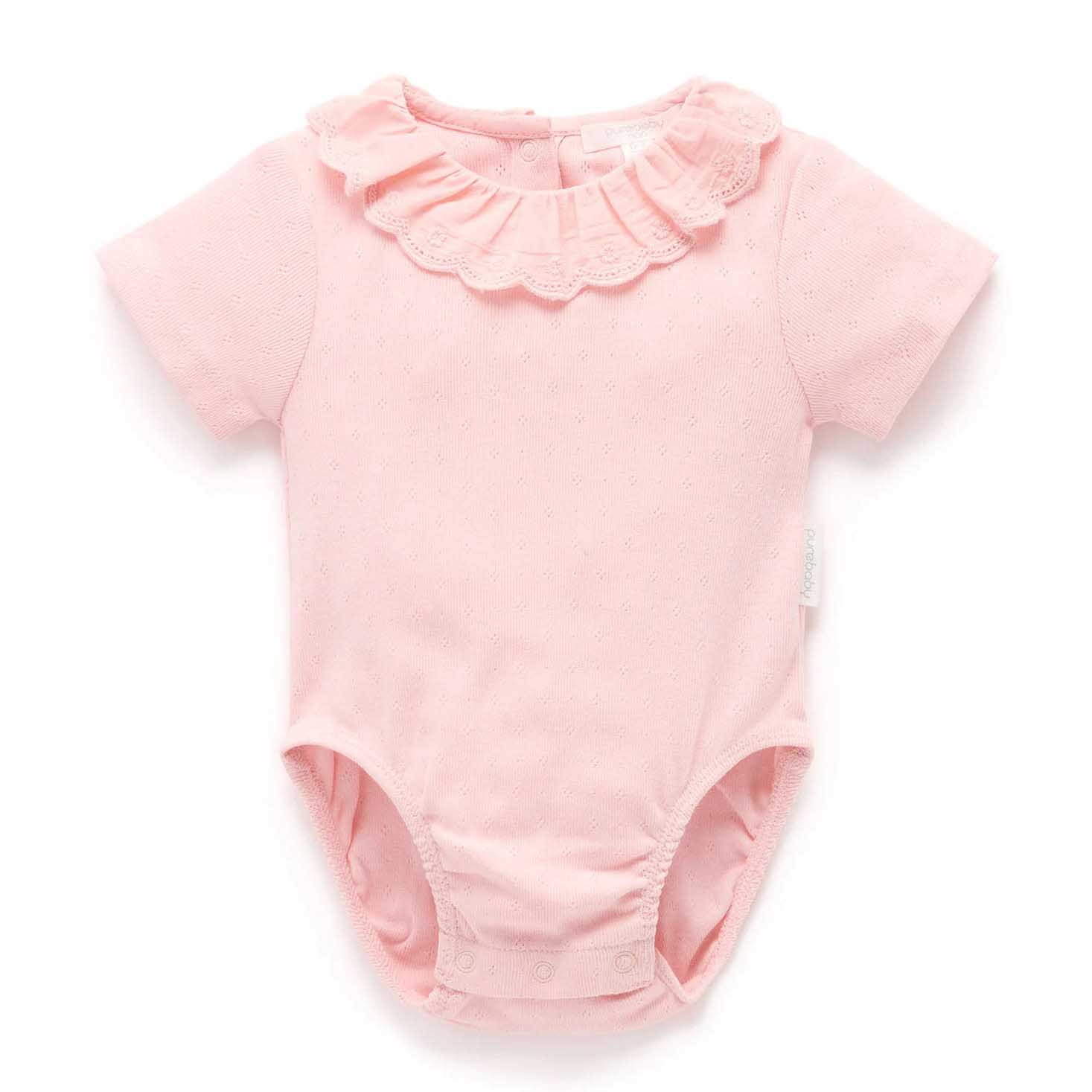 Purebaby Pointelle Ruffle Bodysuit