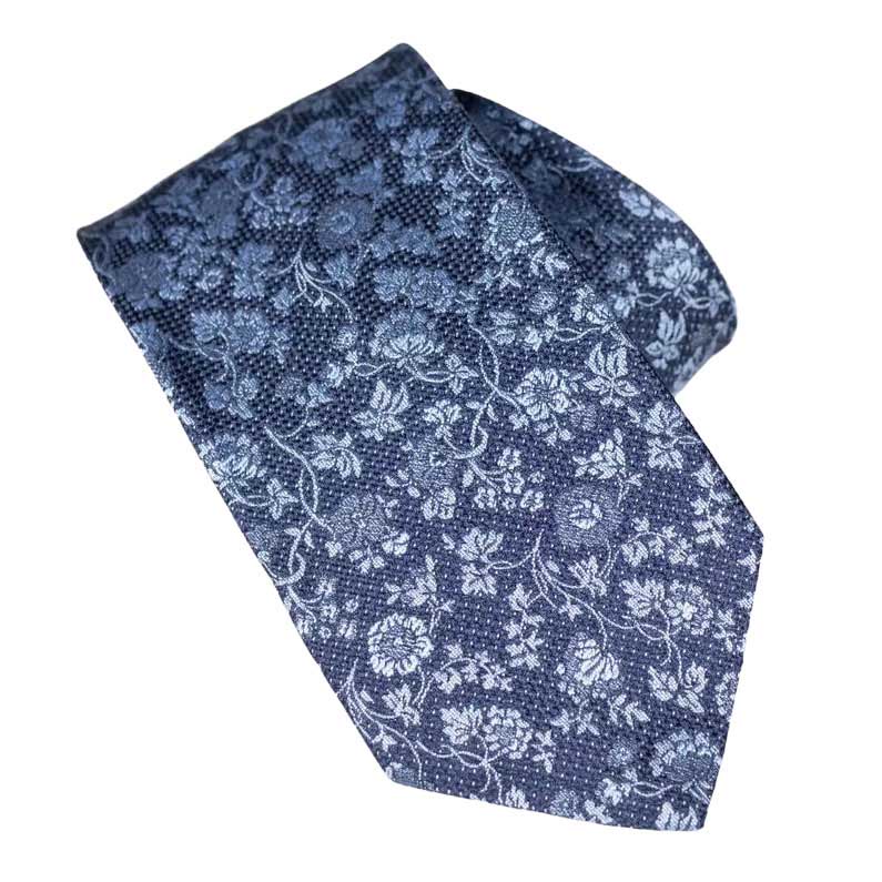 Monti Castello 100% Silk Tie - Royal Blue Floral
