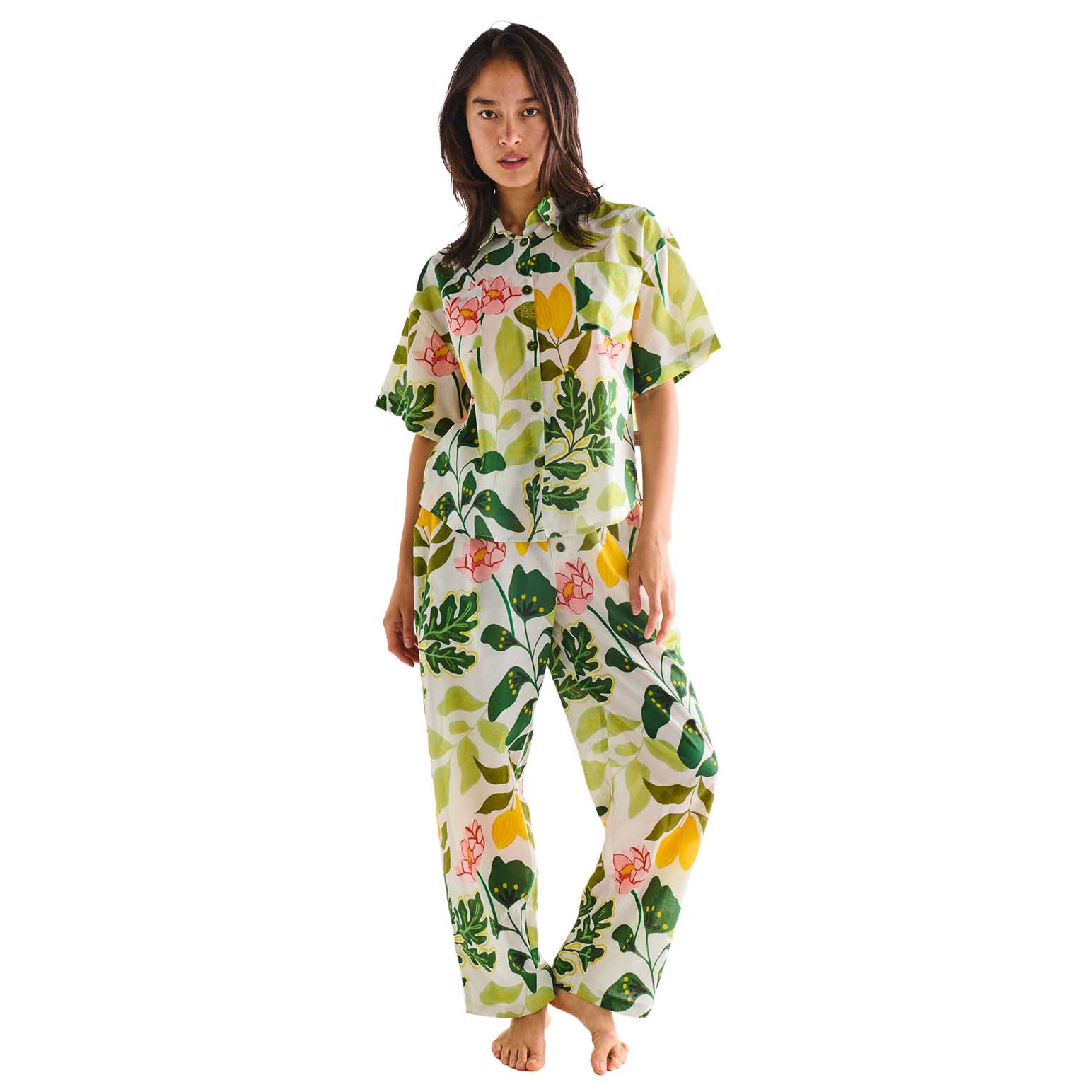 Kip&Co Wander Adult Organic Cotton SS Shirt & Pant Pyjama Set
