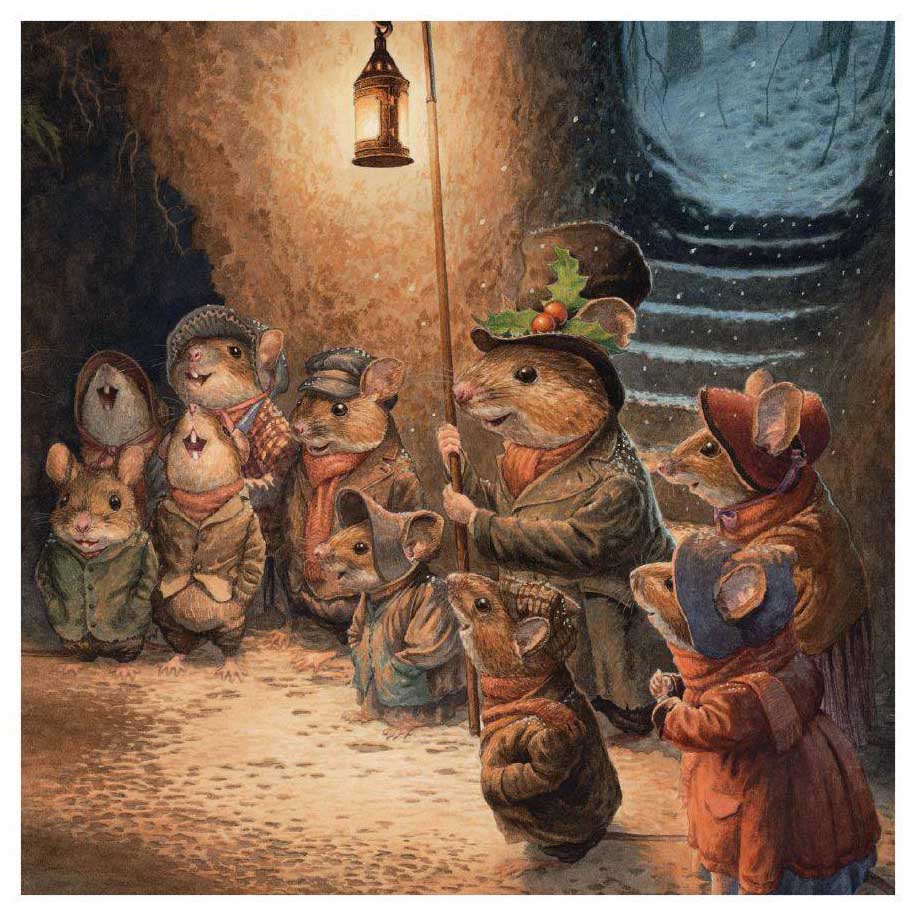 Museums & Galleries Carol Singing Mice Christmas Card 8Pk