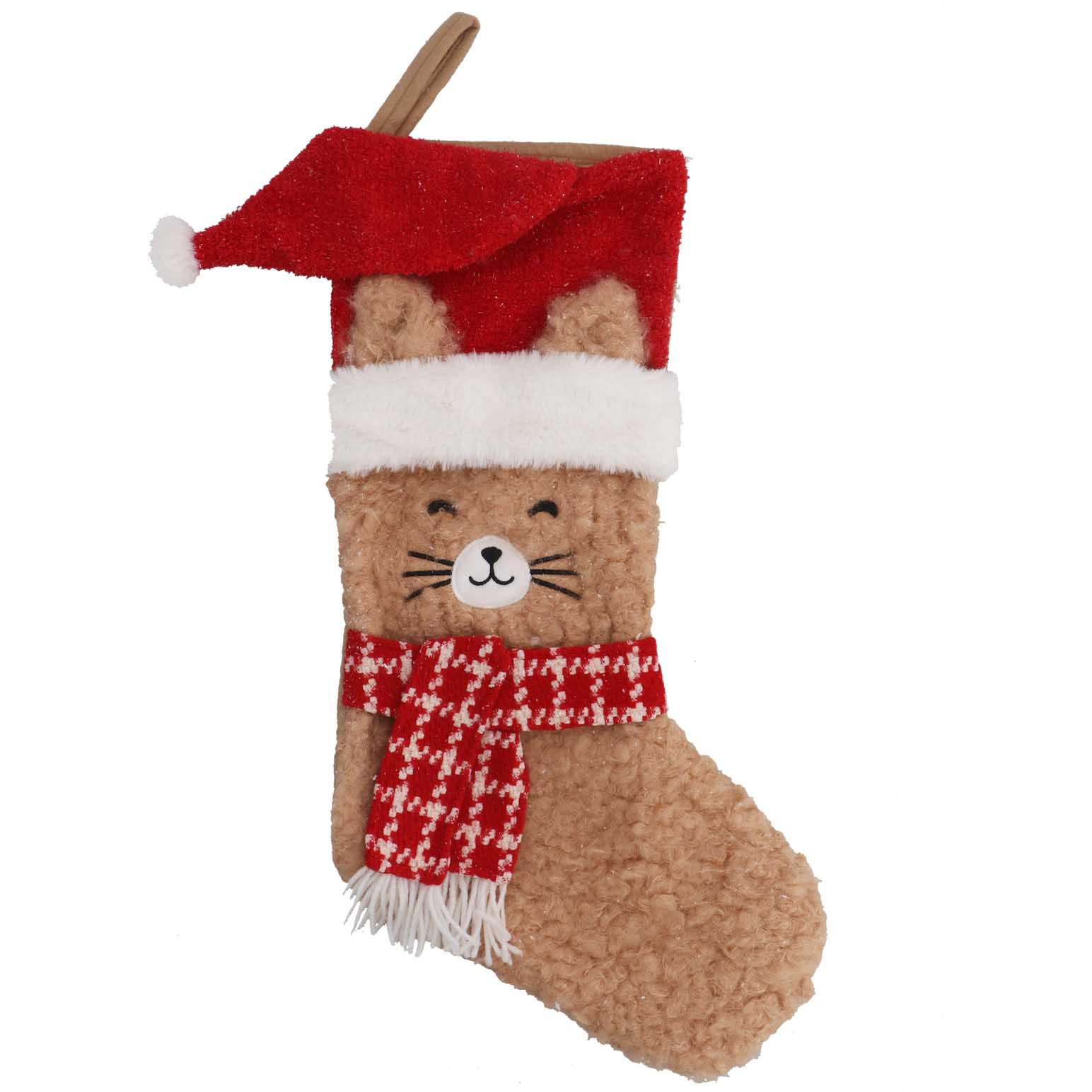 Gisela Graham Cat Fabric Stocking 63cm
