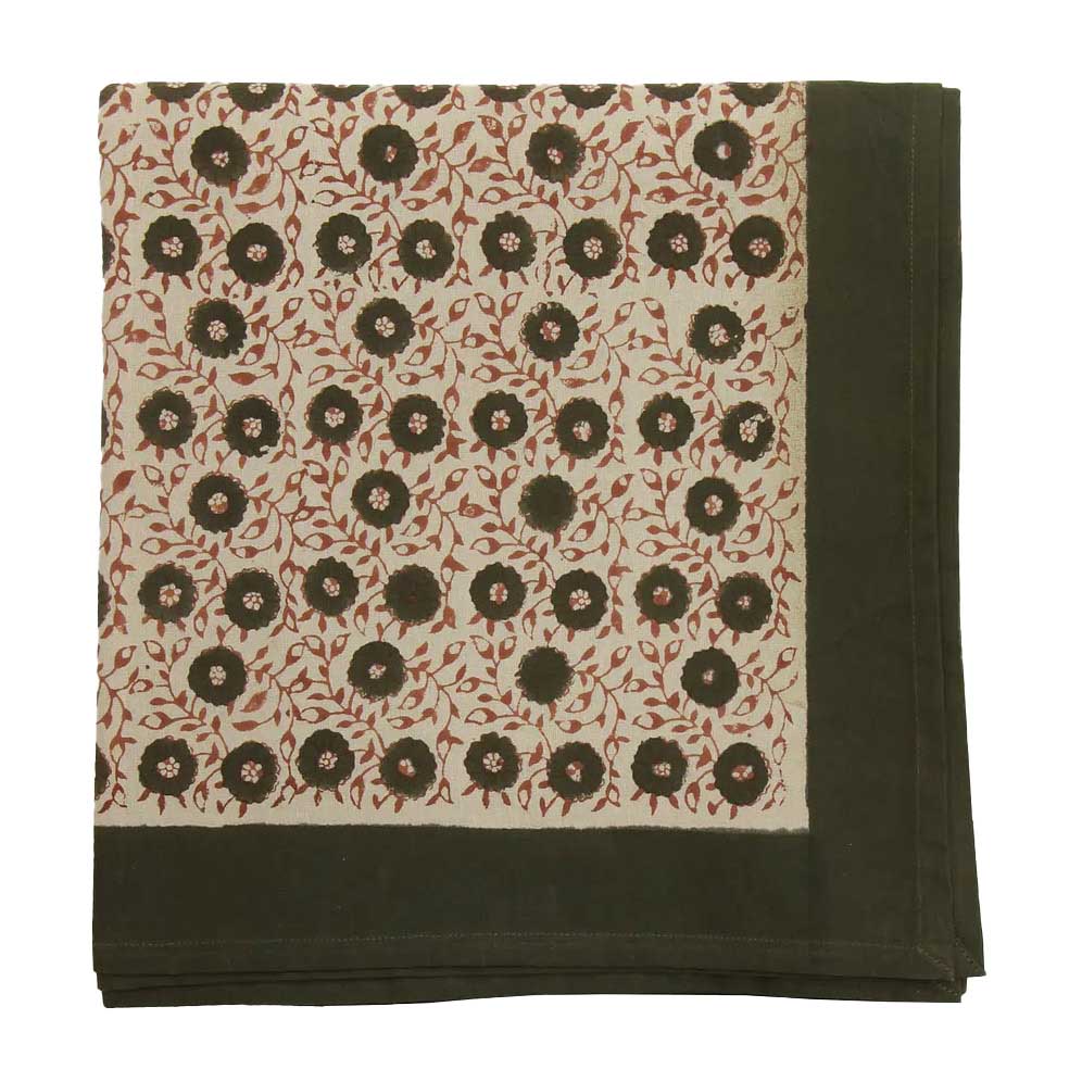 French Country Odette Handblock Cotton Tablecloth