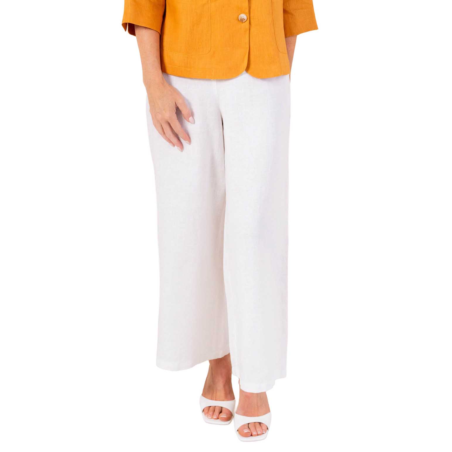 See Saw 100% Linen  7/8 Seam Detail Wide Leg Pant