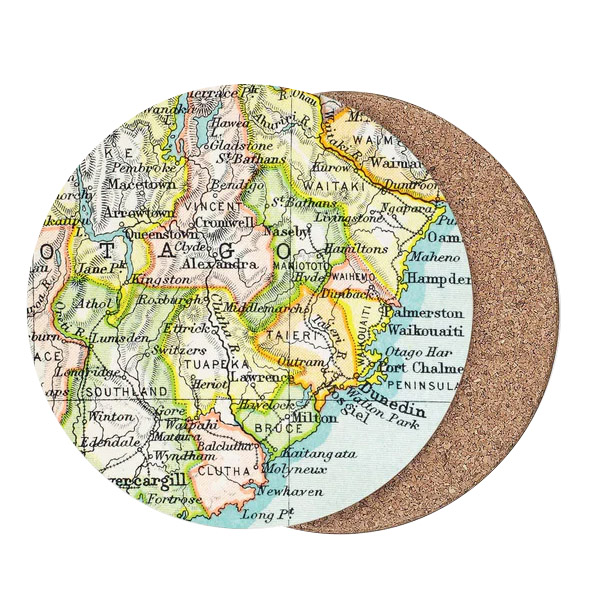 Vintage Map Of Otago Coasters Set Of 6