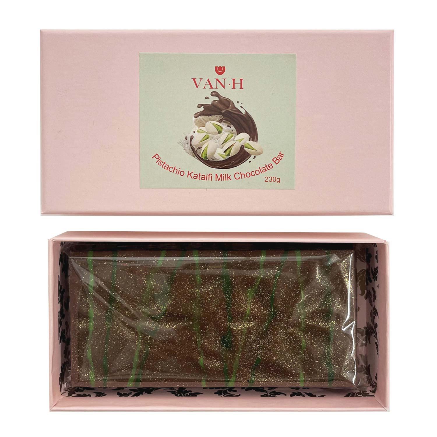 Van Heiningen Dubai Kataifi Pistachio Milk Chocolate Bar 210g