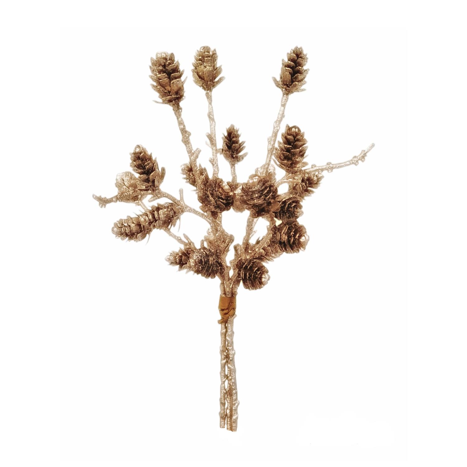 Pine Cone Cluster Gold 20cm