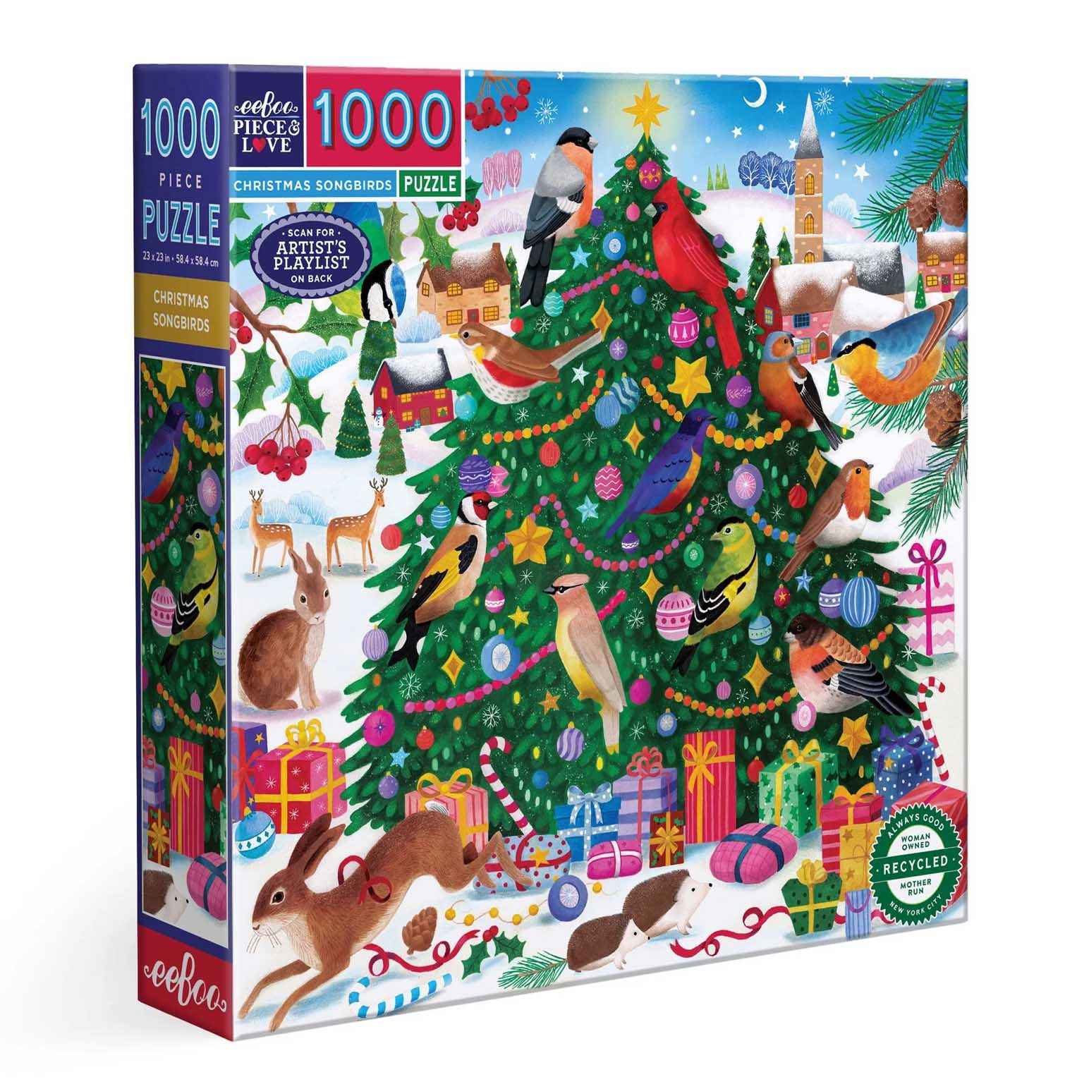 eeboo Christmas Songbirds Square 1000 Piece Puzzle