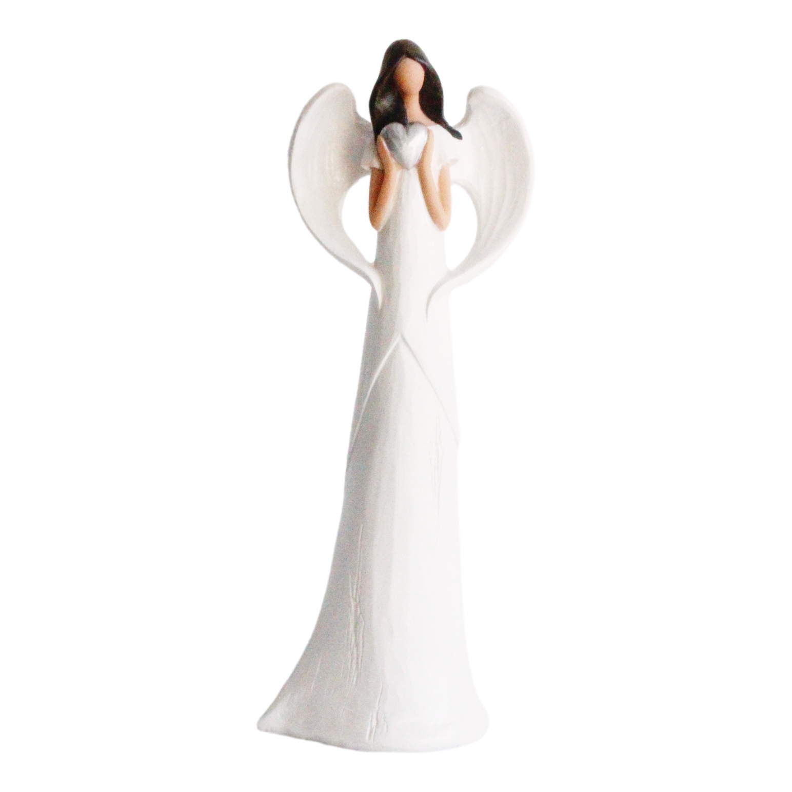 Angel Standing Holding Heart White 11.8 Inch