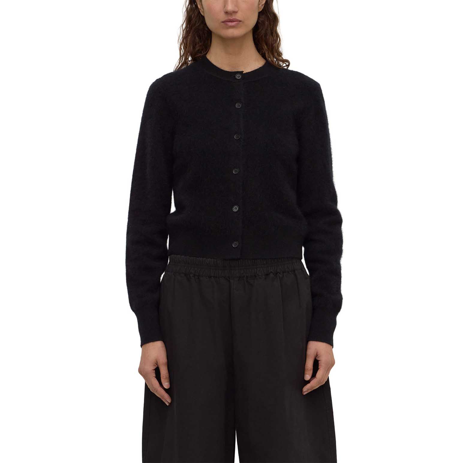 Assembly Label Carina Merino Wool Long Sleeve Cardigan Black
