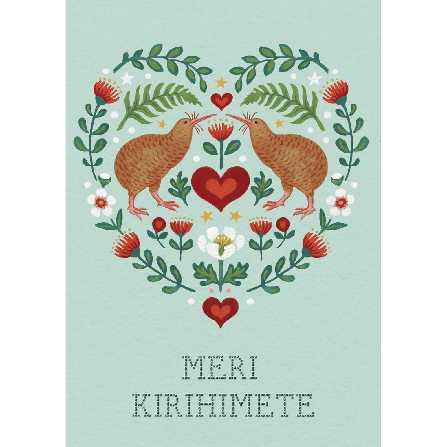 Tanya Wolfkamp Kiwi Heart Christmas Card