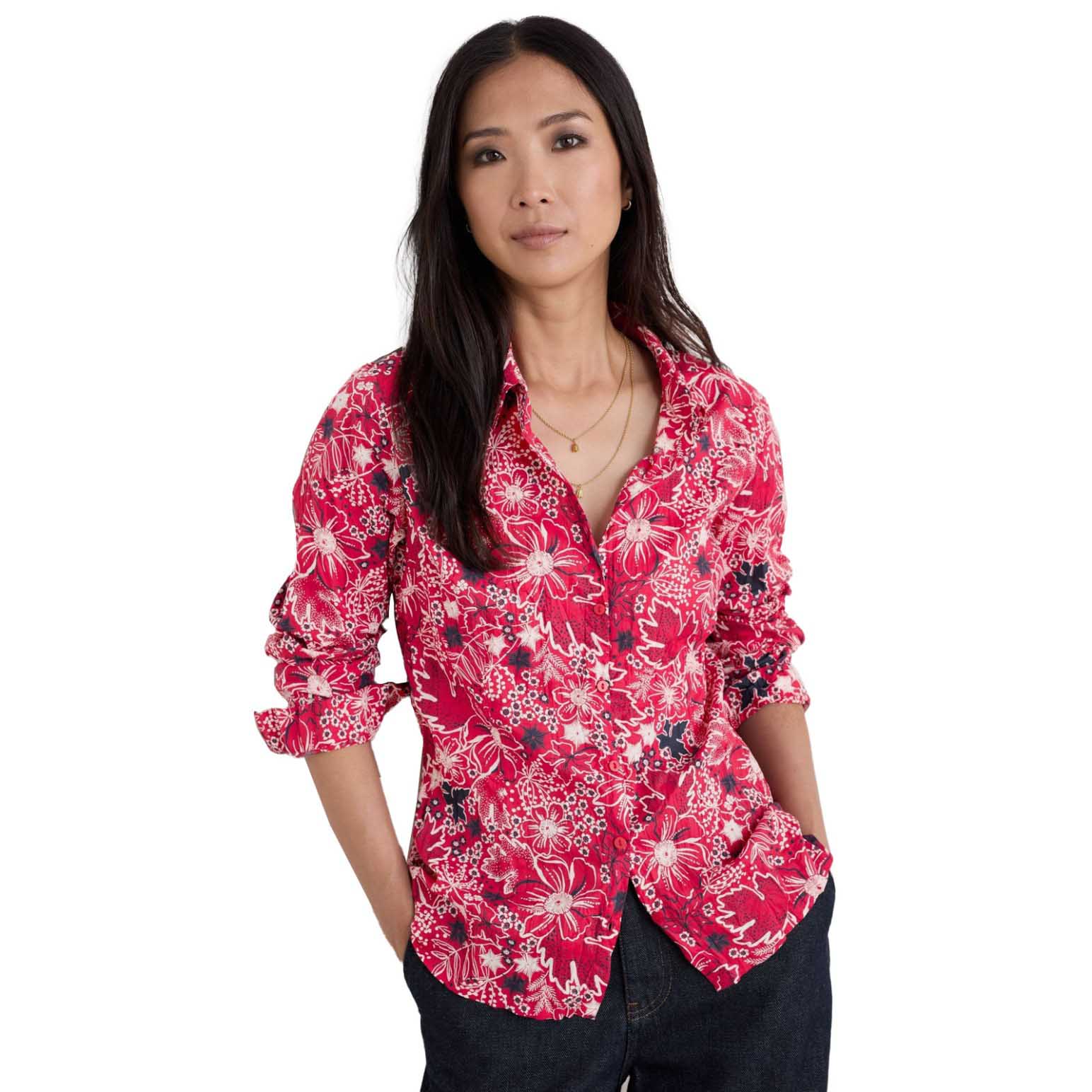 Seasalt Cornwall Larissa Shirt Winter Camellia Crimson