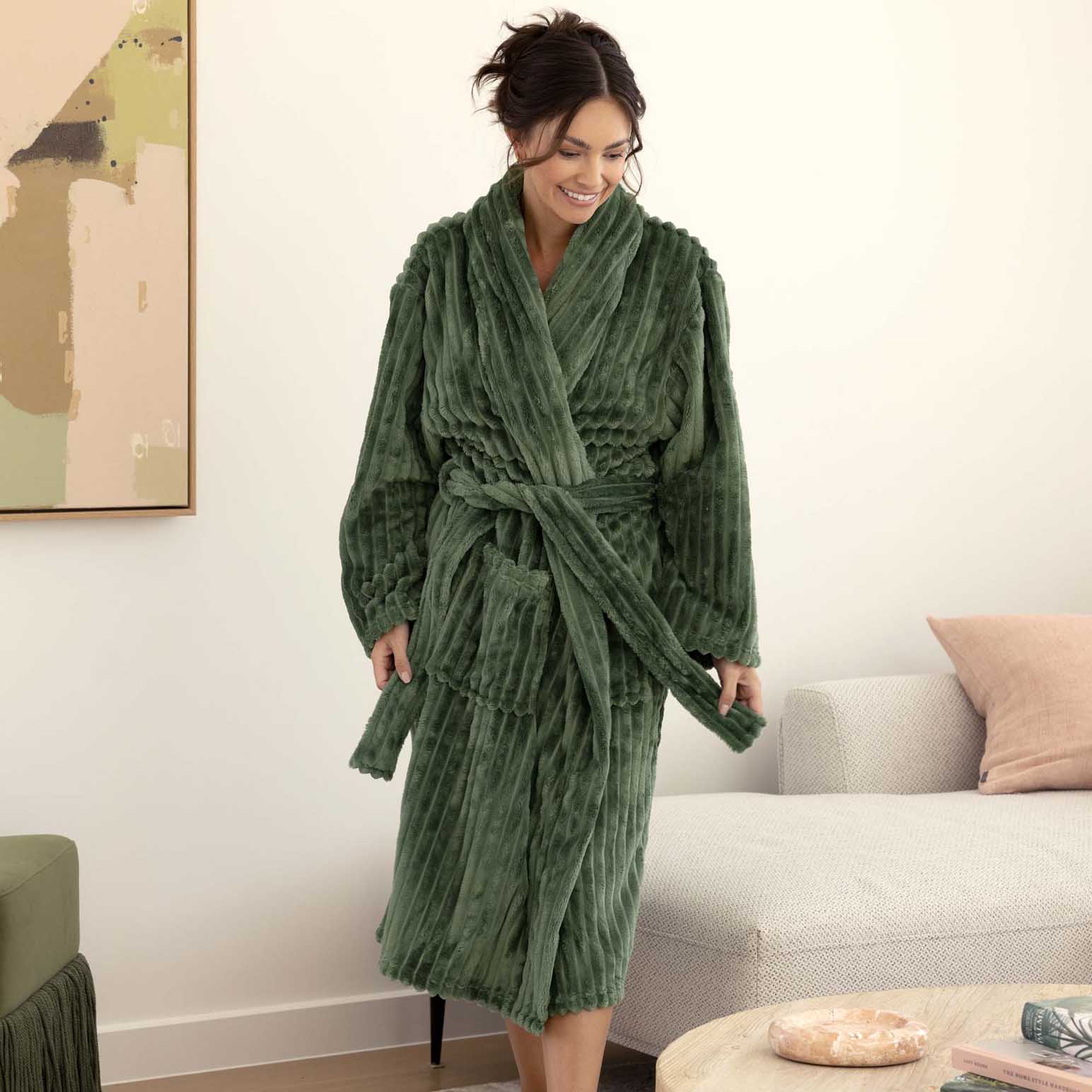 Bambury Channel Fleece Robe Juniper