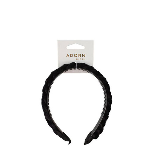 Adorn by Mae Braided Velvet Headband - Black