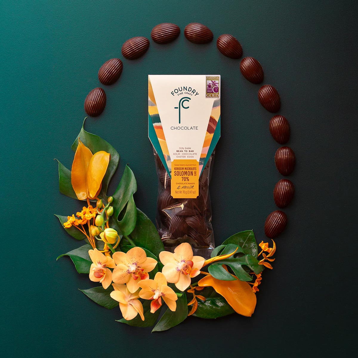 Foundry Chocolate Korosim Microlots, Solomon Islands 70% Mini Easter Eggs