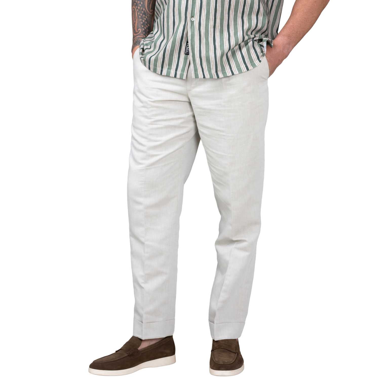 Rembrandt Evans Beige Linen Cotton Trouser