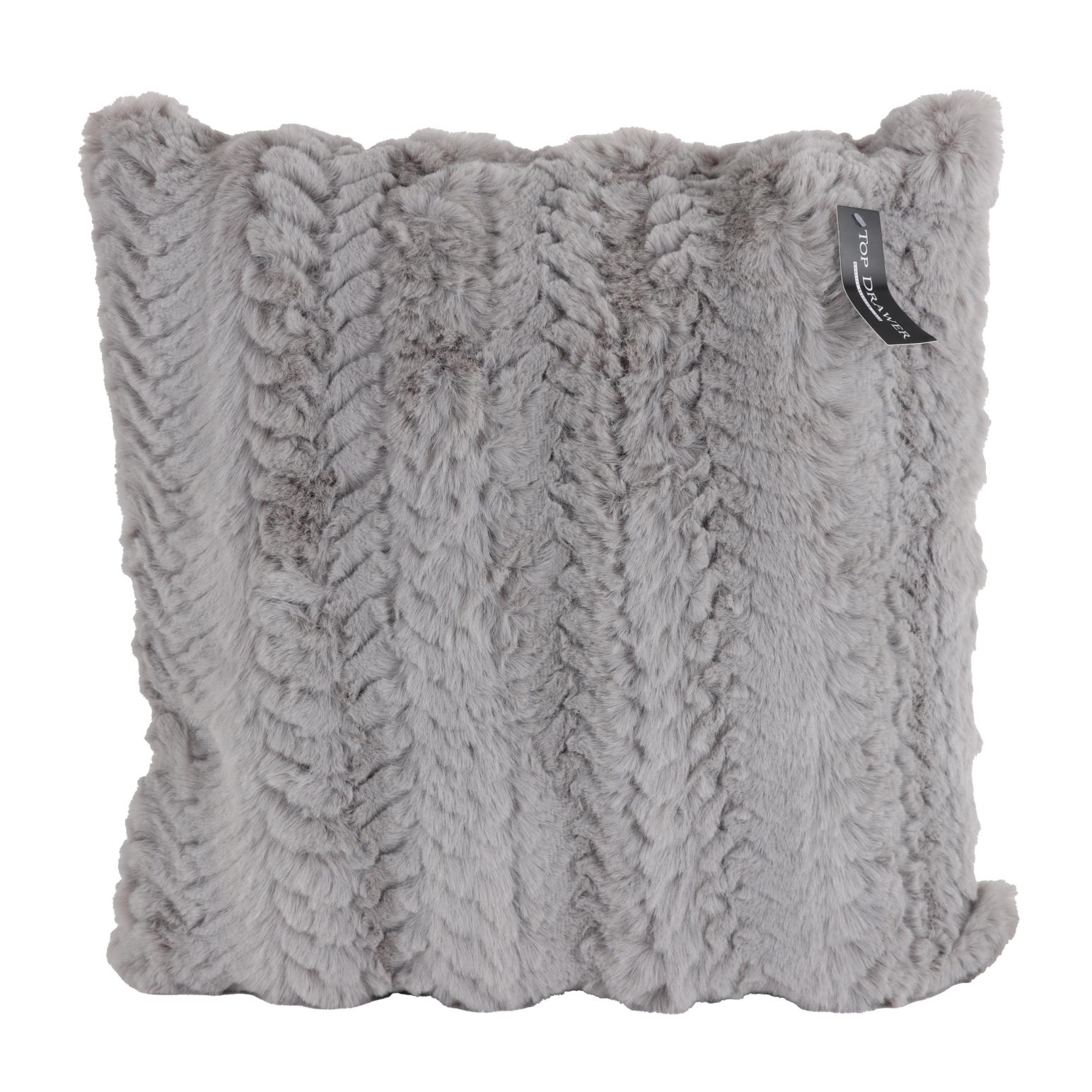 Top Drawer Faux Rabbit Fur Textured Cushion 45x45cm With Inner Rainforest