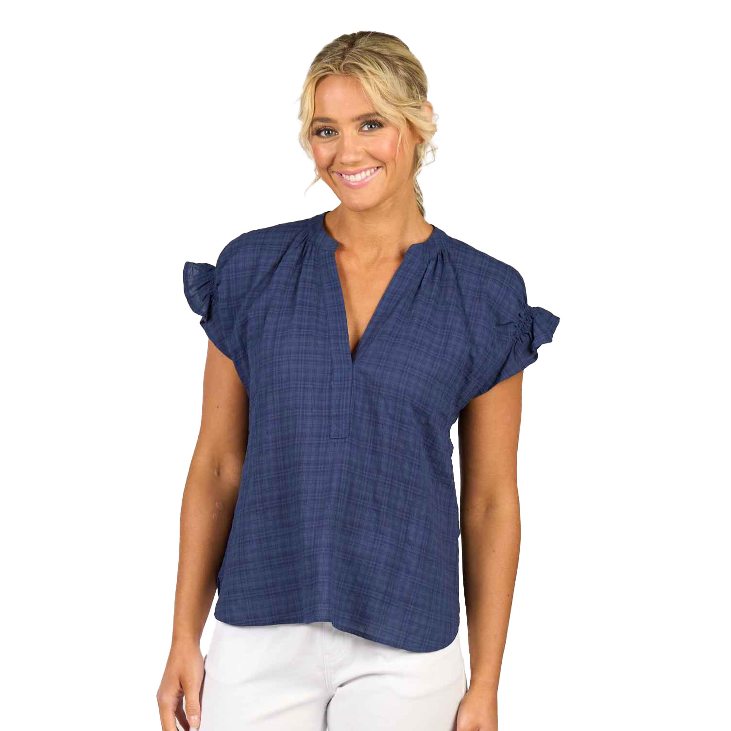 Vassalli Drop Shoulder Top With Shirring Detail