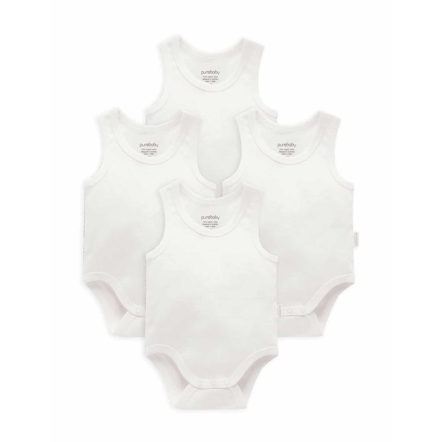 Purebaby Rib Bodysuit 4 Pack