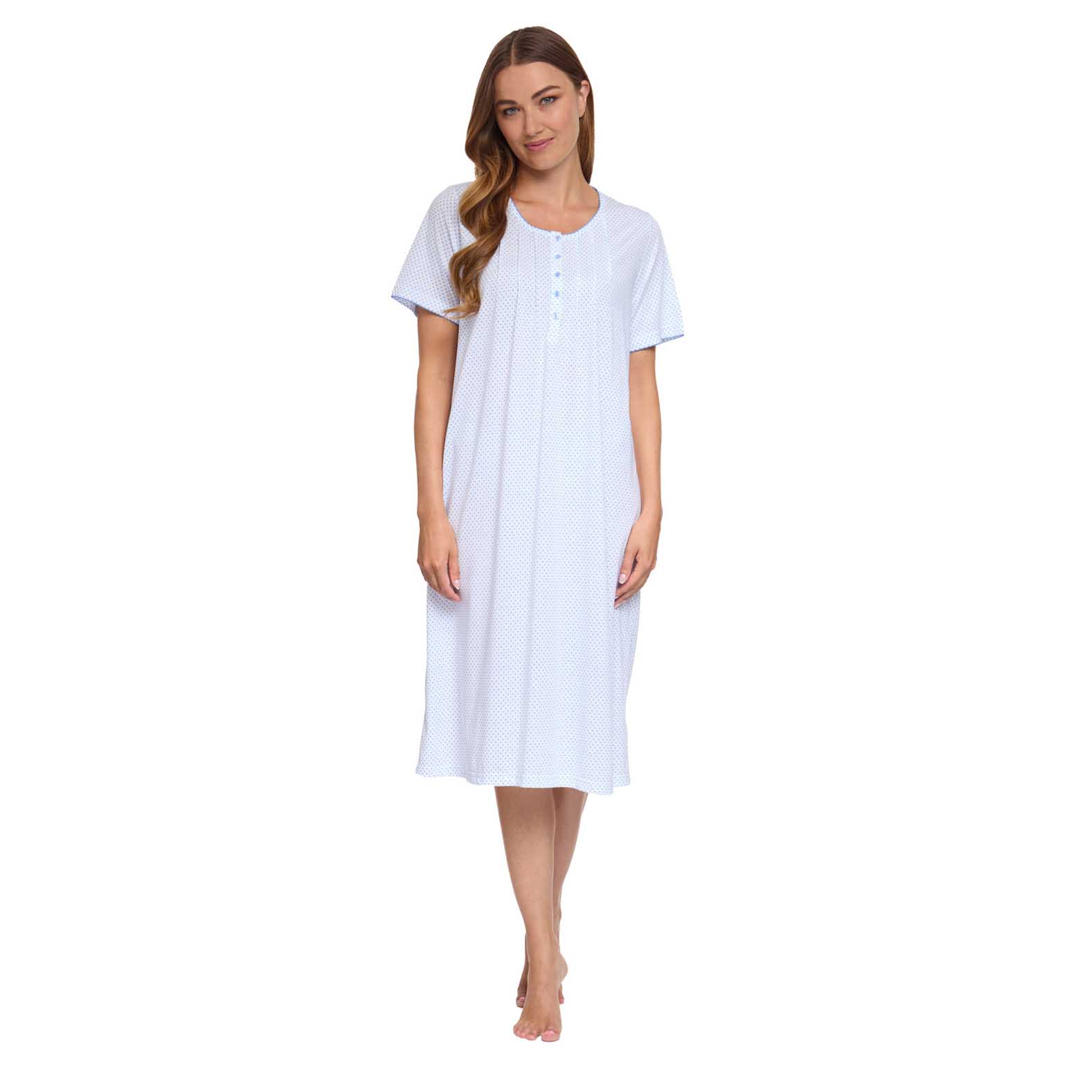 La Marquise Vertical Dots Cotton Rich Jersey Classic Dotted Ss Nightdress