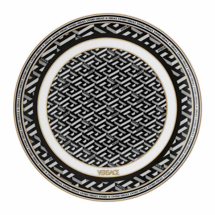 Versace Le Greca Round Plate 17cm - Black