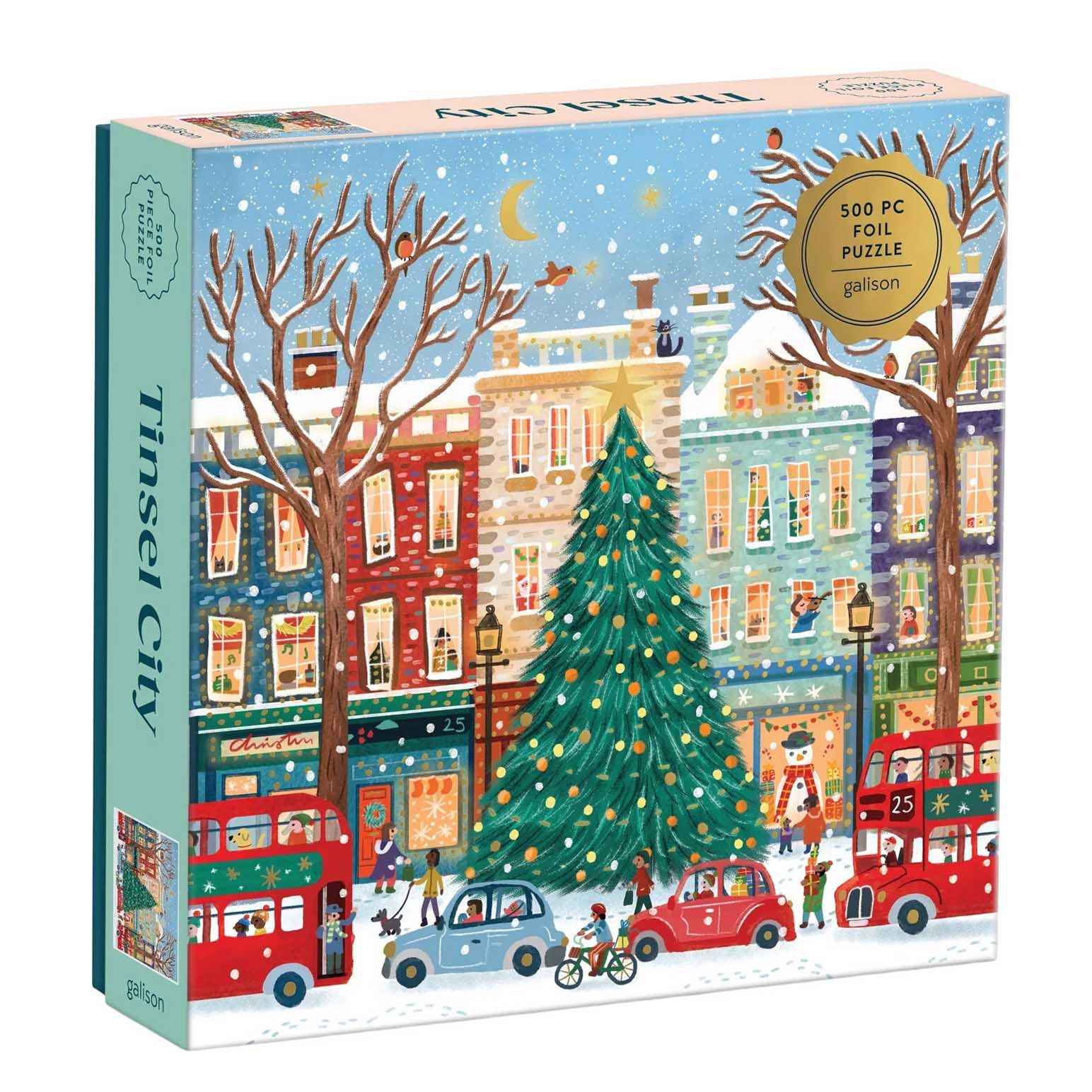 Galison Tinsel City 500 Piece Foil Puzzle