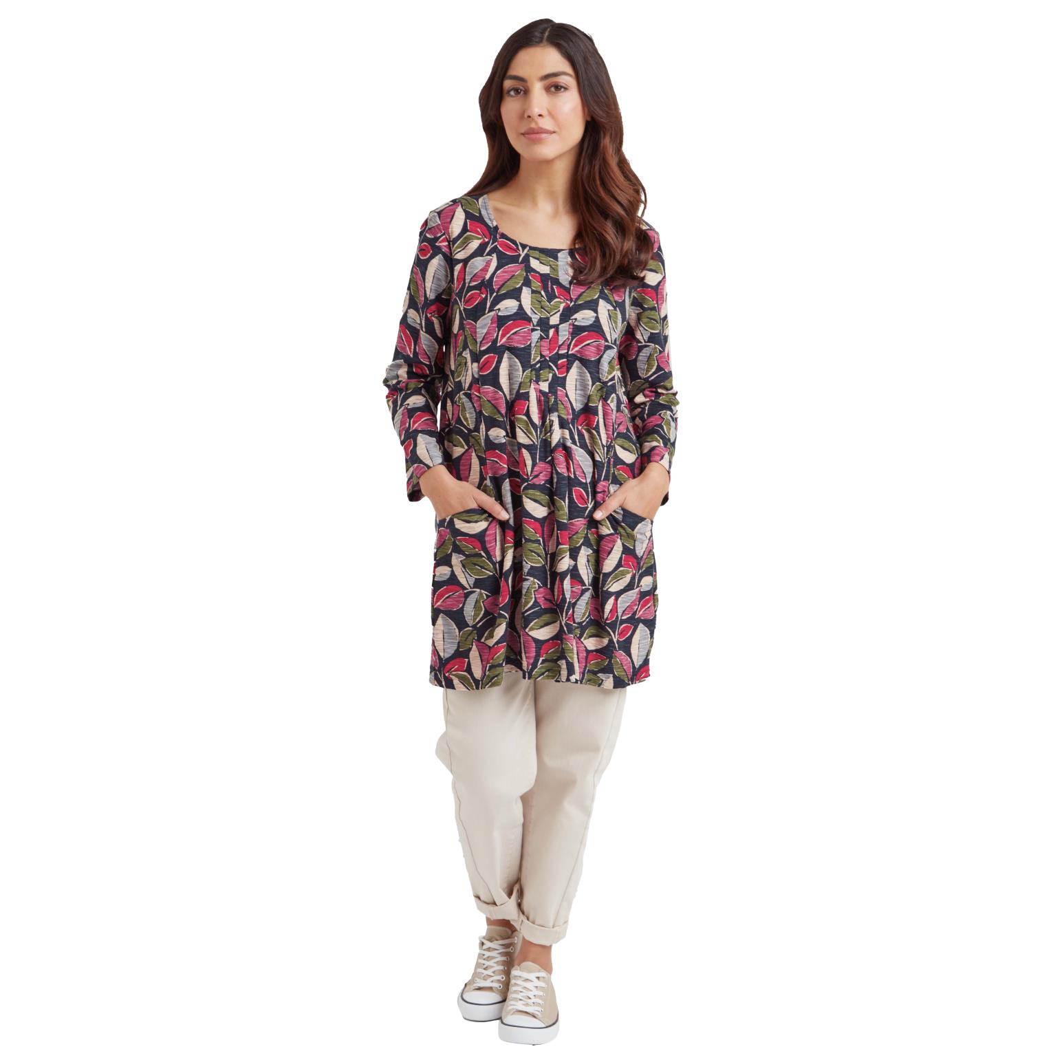 Adini Inigo Tunic Painted Leaf Print