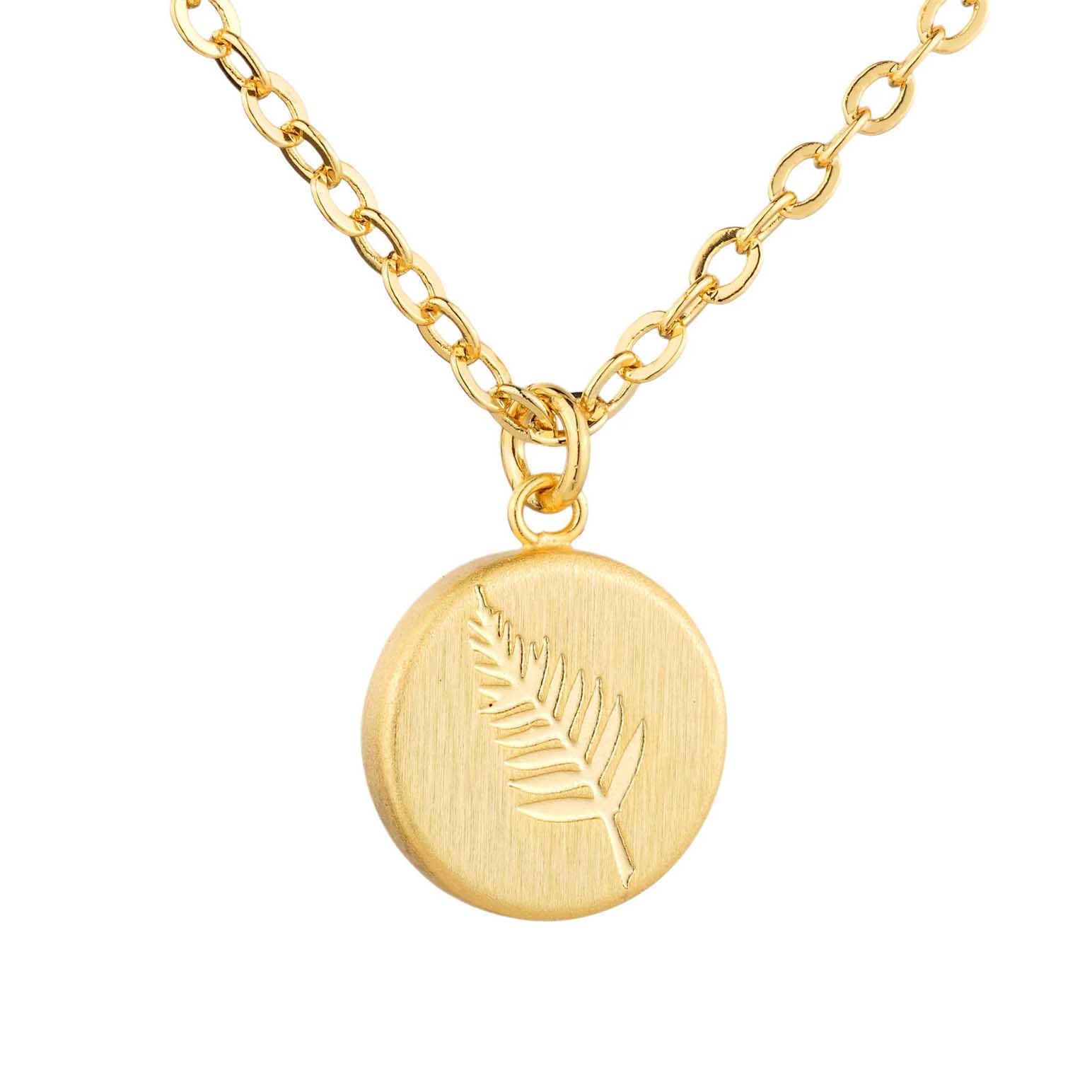 Little Taonga Round Fern Necklace - Gold