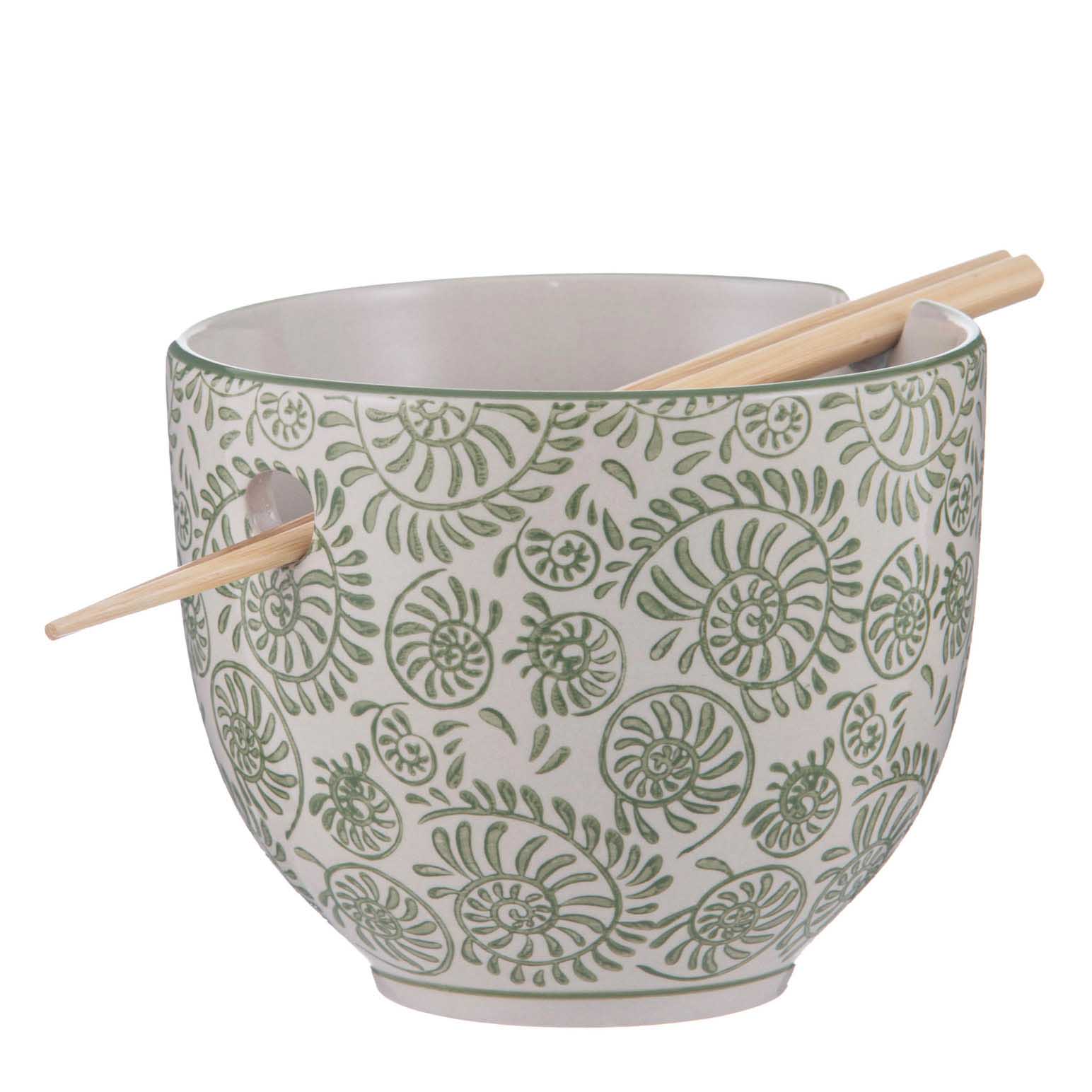 Ladelle Nara Leaf Noodle Bowl With Chopsticks