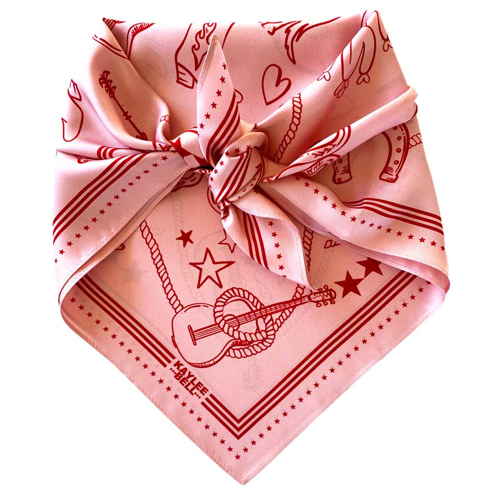 Dark Hampton X Kaylee Bell Cowboy Up Pink Silk Petite Scarf