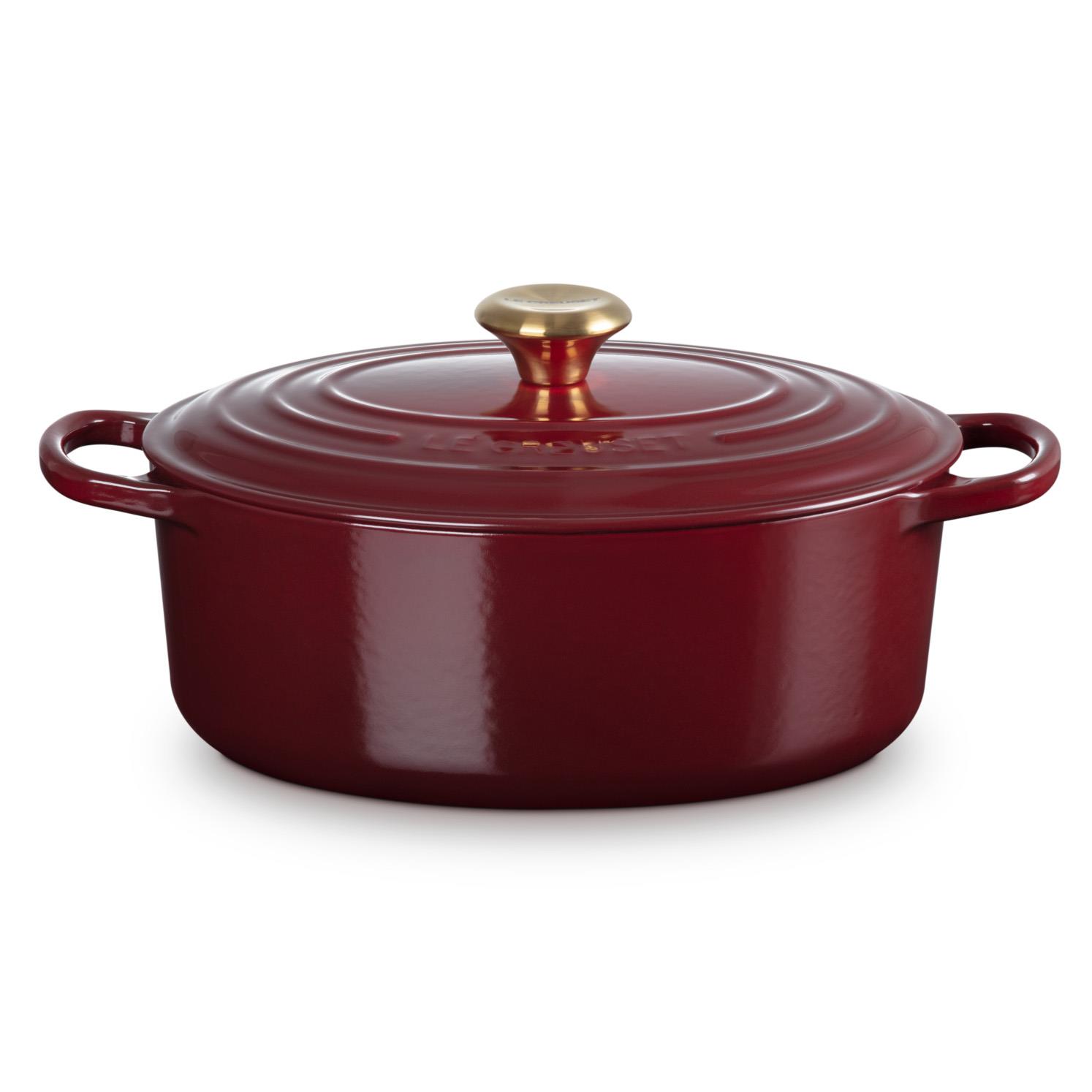 Le Creuset Signature Oval Casserole/Oven 29cm Garnet Gold Knob